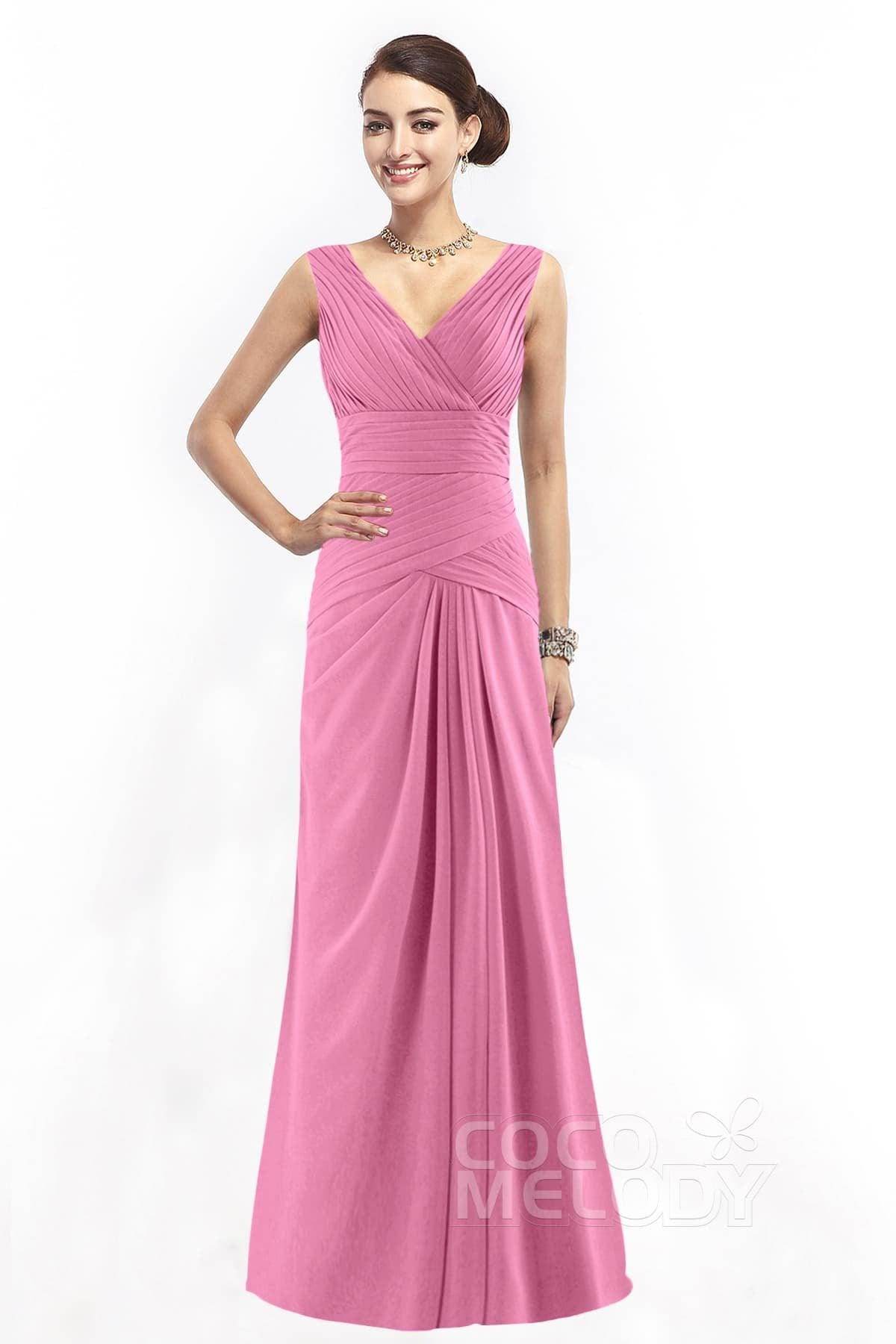 Sheath Floor Length Chiffon Bridesmaid Dress COZF1401E