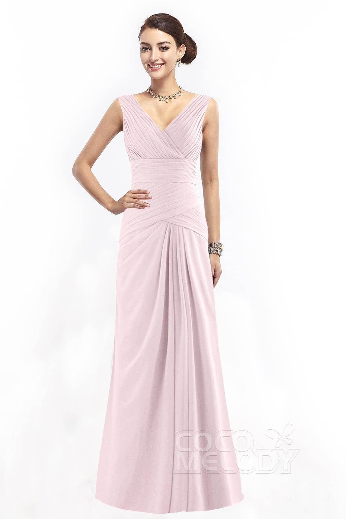 Sheath Floor Length Chiffon Bridesmaid Dress COZF1401E