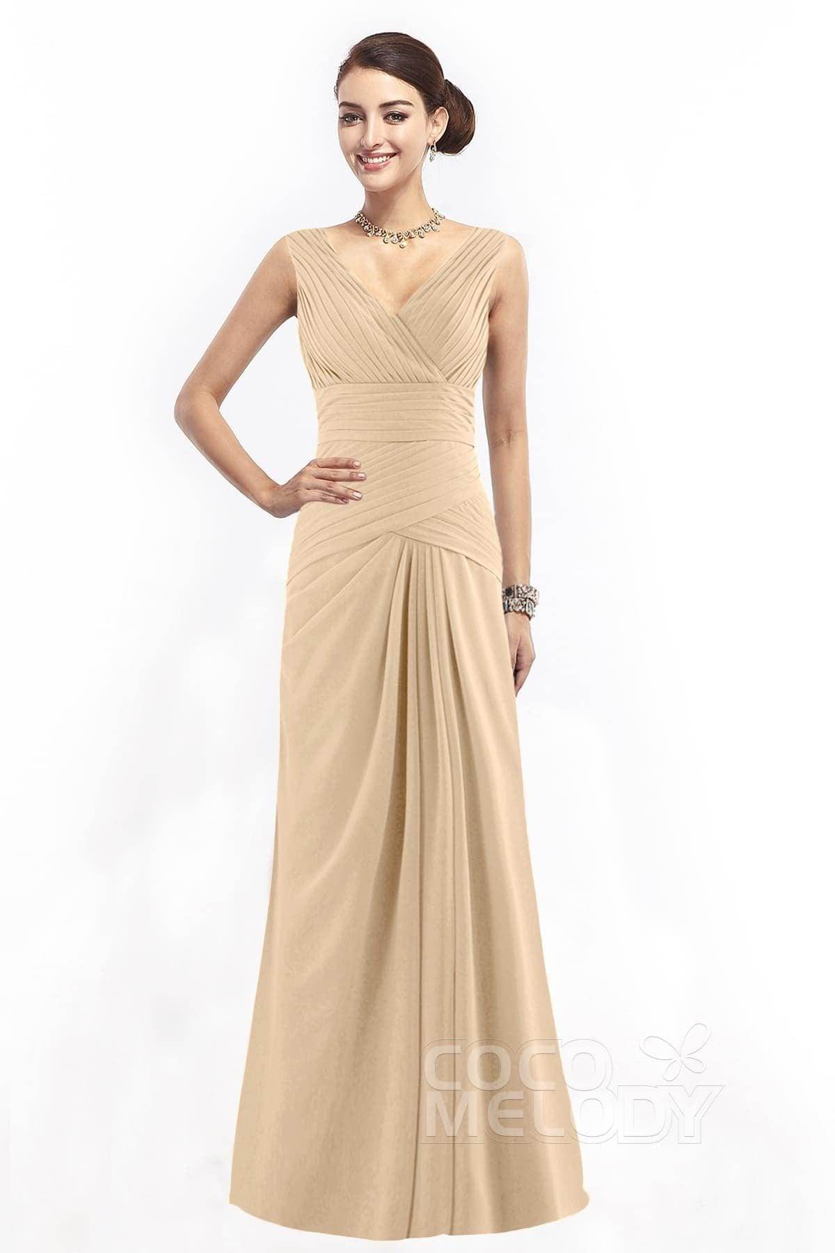 Sheath Floor Length Chiffon Bridesmaid Dress COZF1401E