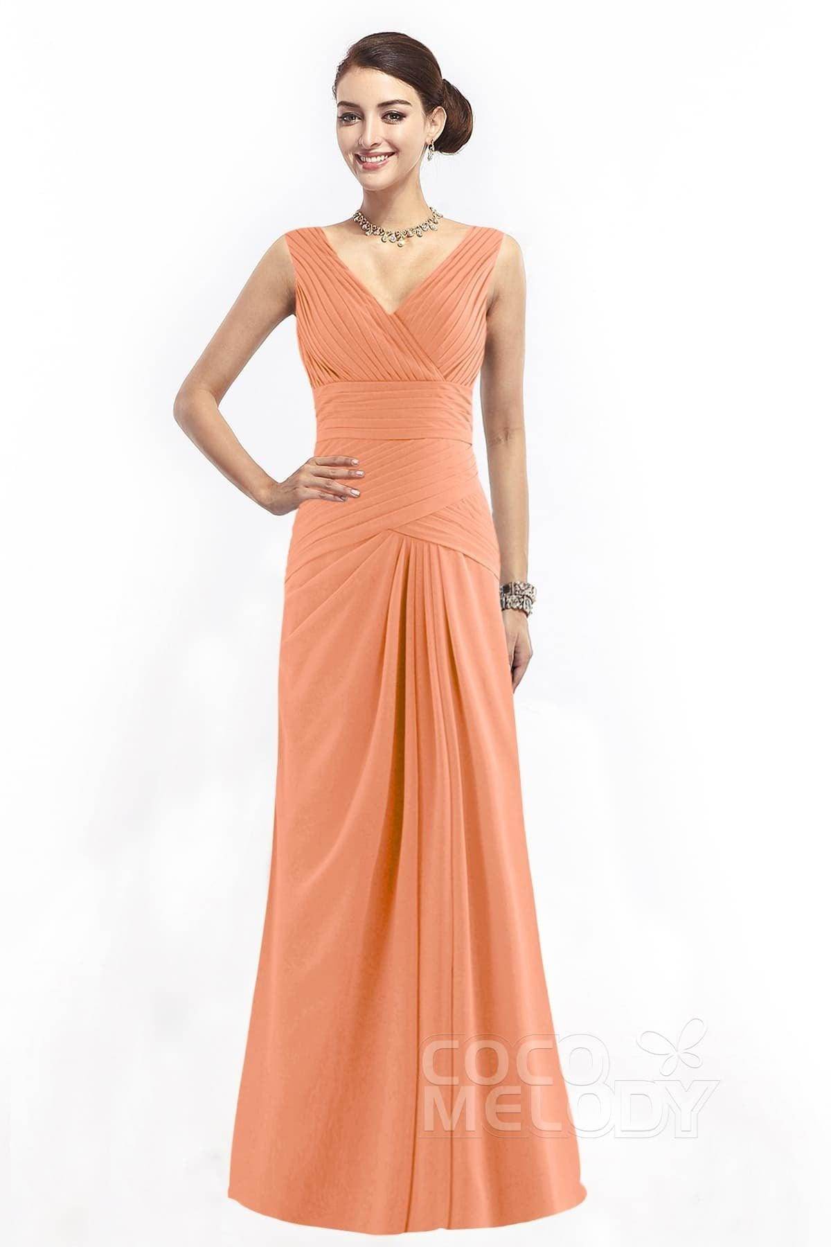 Sheath Floor Length Chiffon Bridesmaid Dress COZF1401E
