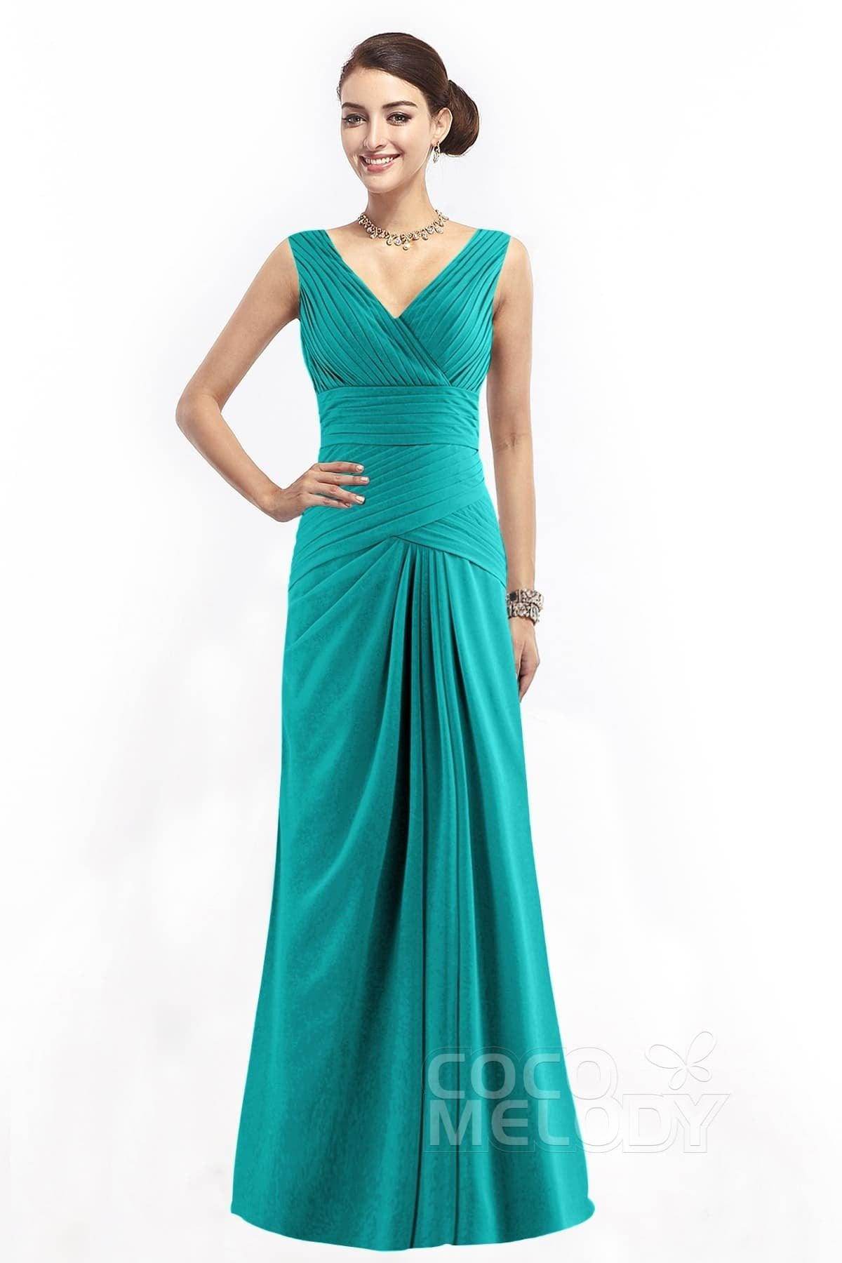 Sheath Floor Length Chiffon Bridesmaid Dress COZF1401E