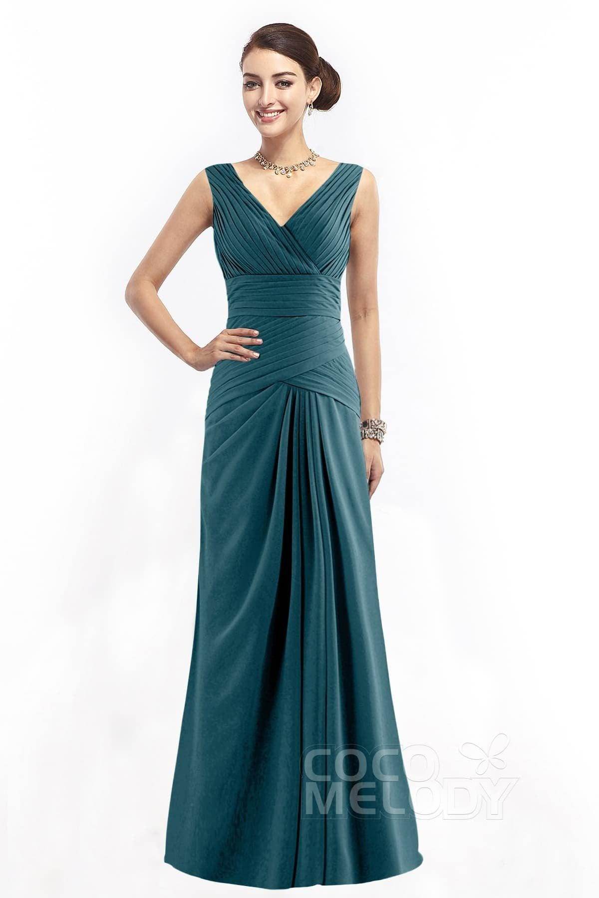 Sheath Floor Length Chiffon Bridesmaid Dress COZF1401E