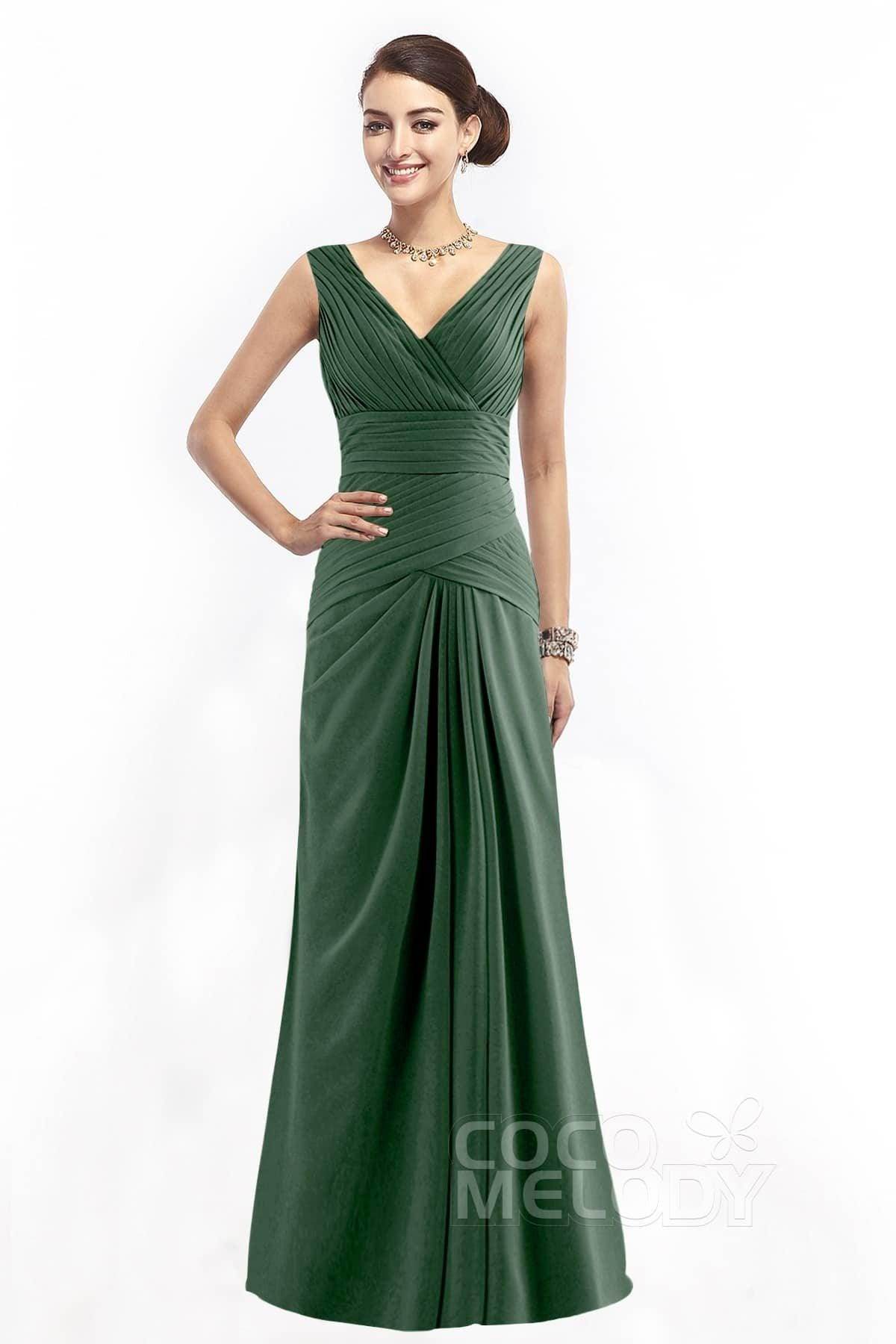 Sheath Floor Length Chiffon Bridesmaid Dress COZF1401E