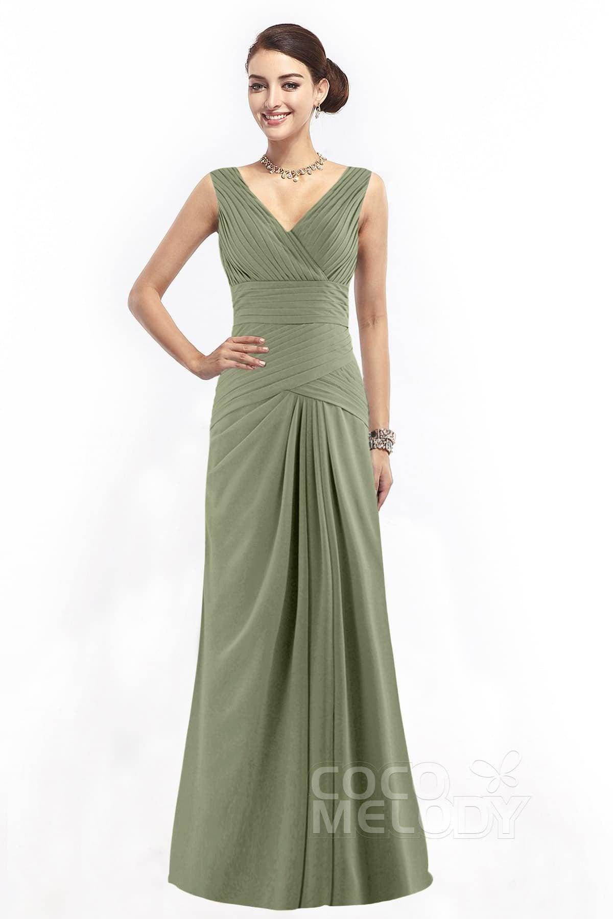 Sheath Floor Length Chiffon Bridesmaid Dress COZF1401E
