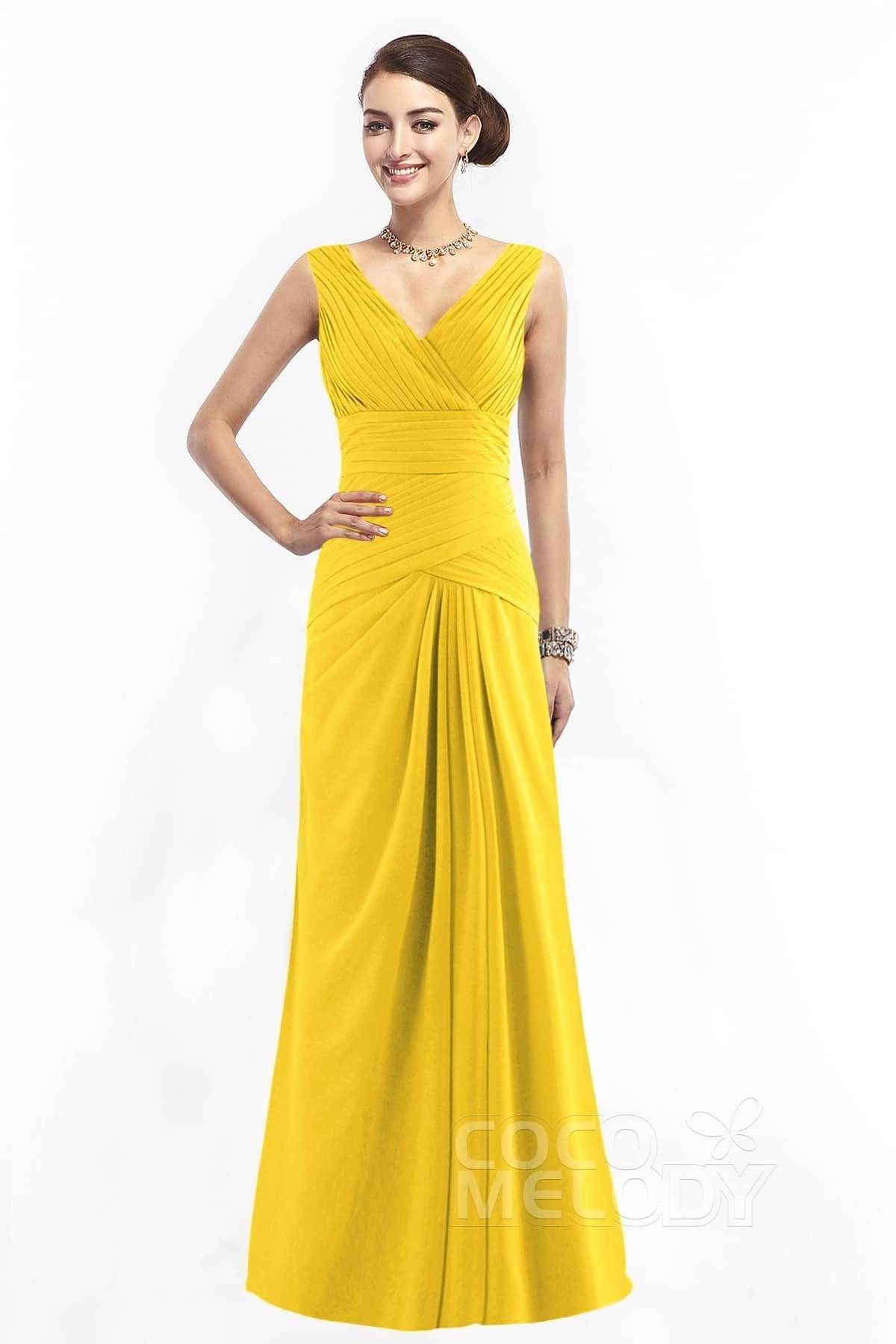 Sheath Floor Length Chiffon Bridesmaid Dress COZF1401E