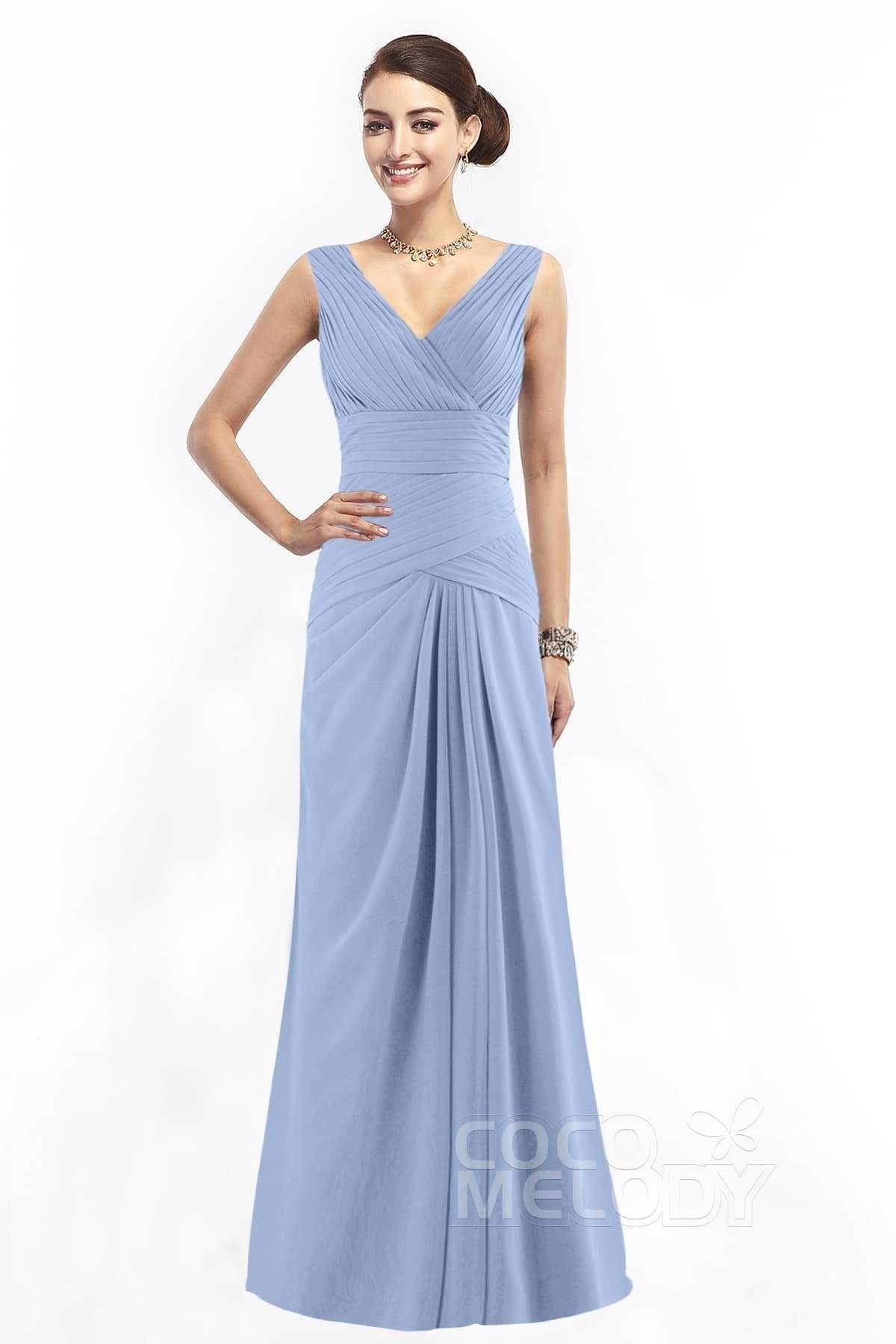 Sheath Floor Length Chiffon Bridesmaid Dress COZF1401E