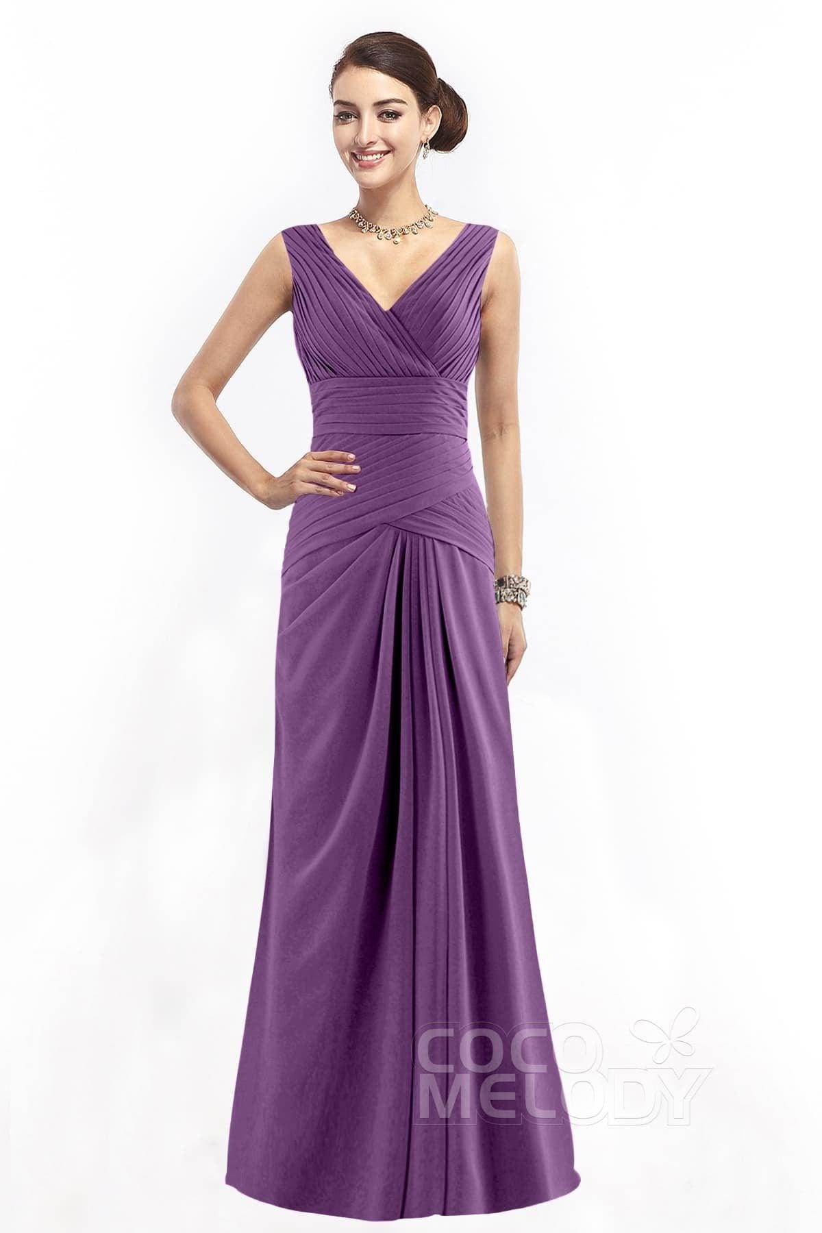 Sheath Floor Length Chiffon Bridesmaid Dress COZF1401E
