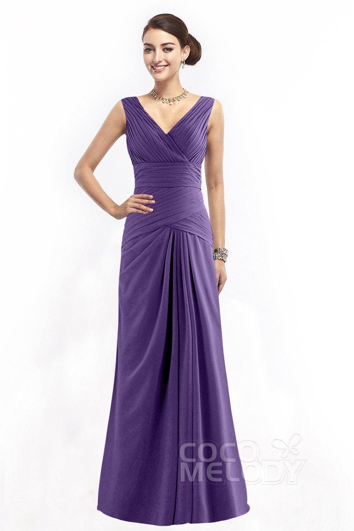 Sheath Floor Length Chiffon Bridesmaid Dress COZF1401E