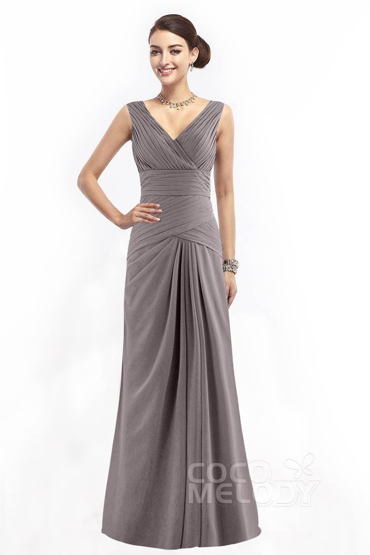 Sheath Floor Length Chiffon Bridesmaid Dress COZF1401E