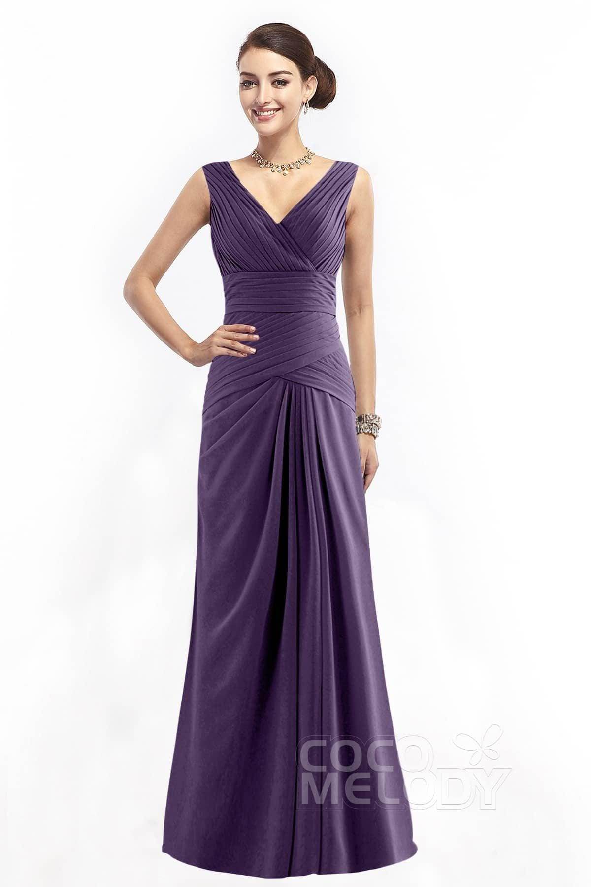 Sheath Floor Length Chiffon Bridesmaid Dress COZF1401E