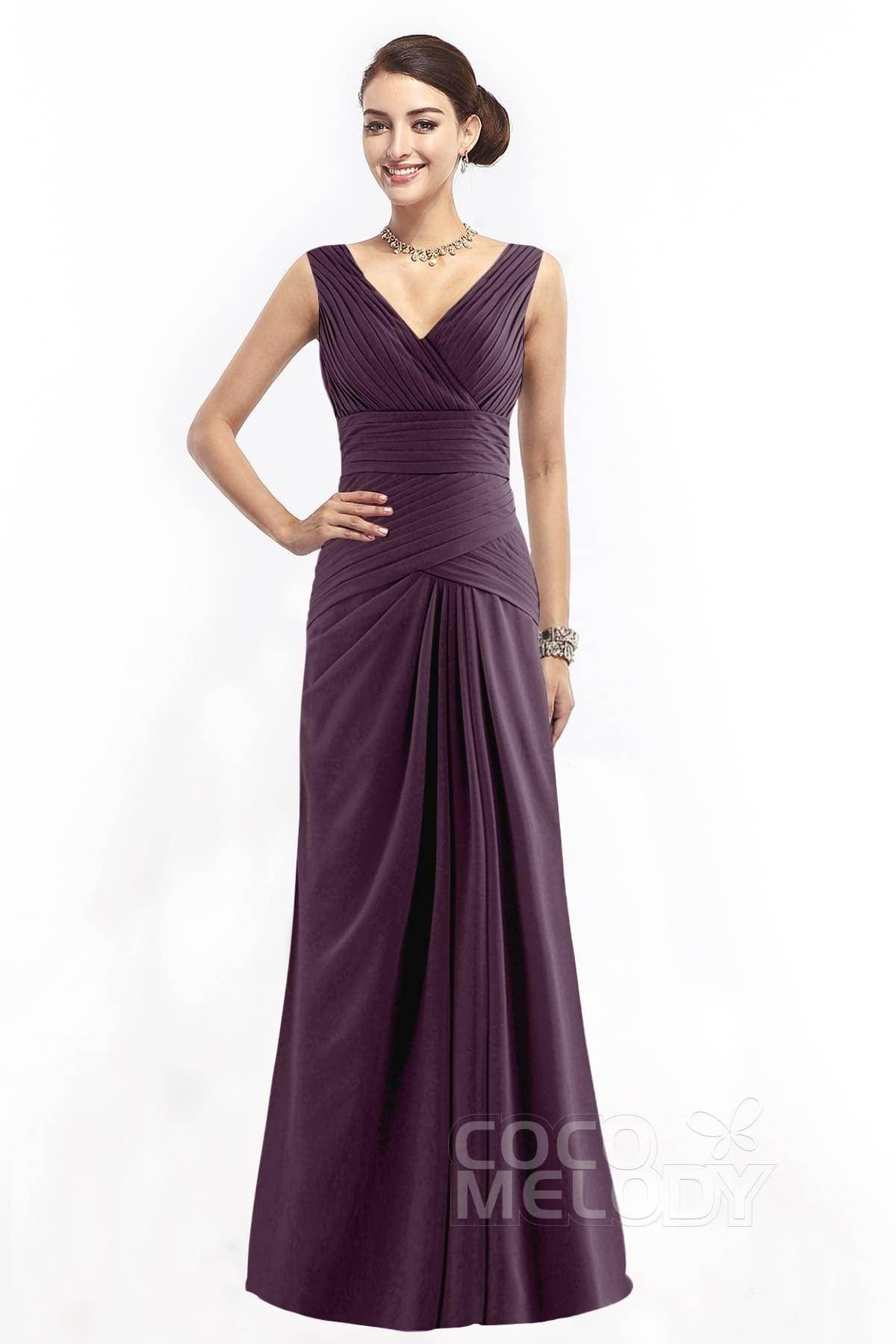 Sheath Floor Length Chiffon Bridesmaid Dress COZF1401E