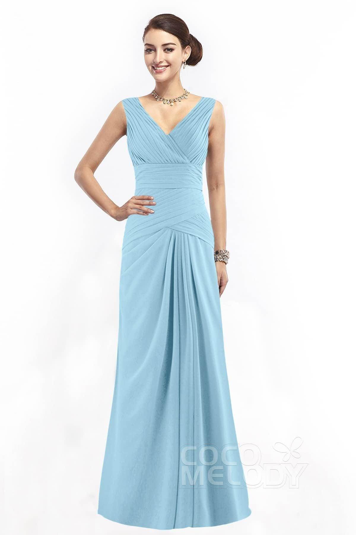 Sheath Floor Length Chiffon Bridesmaid Dress COZF1401E
