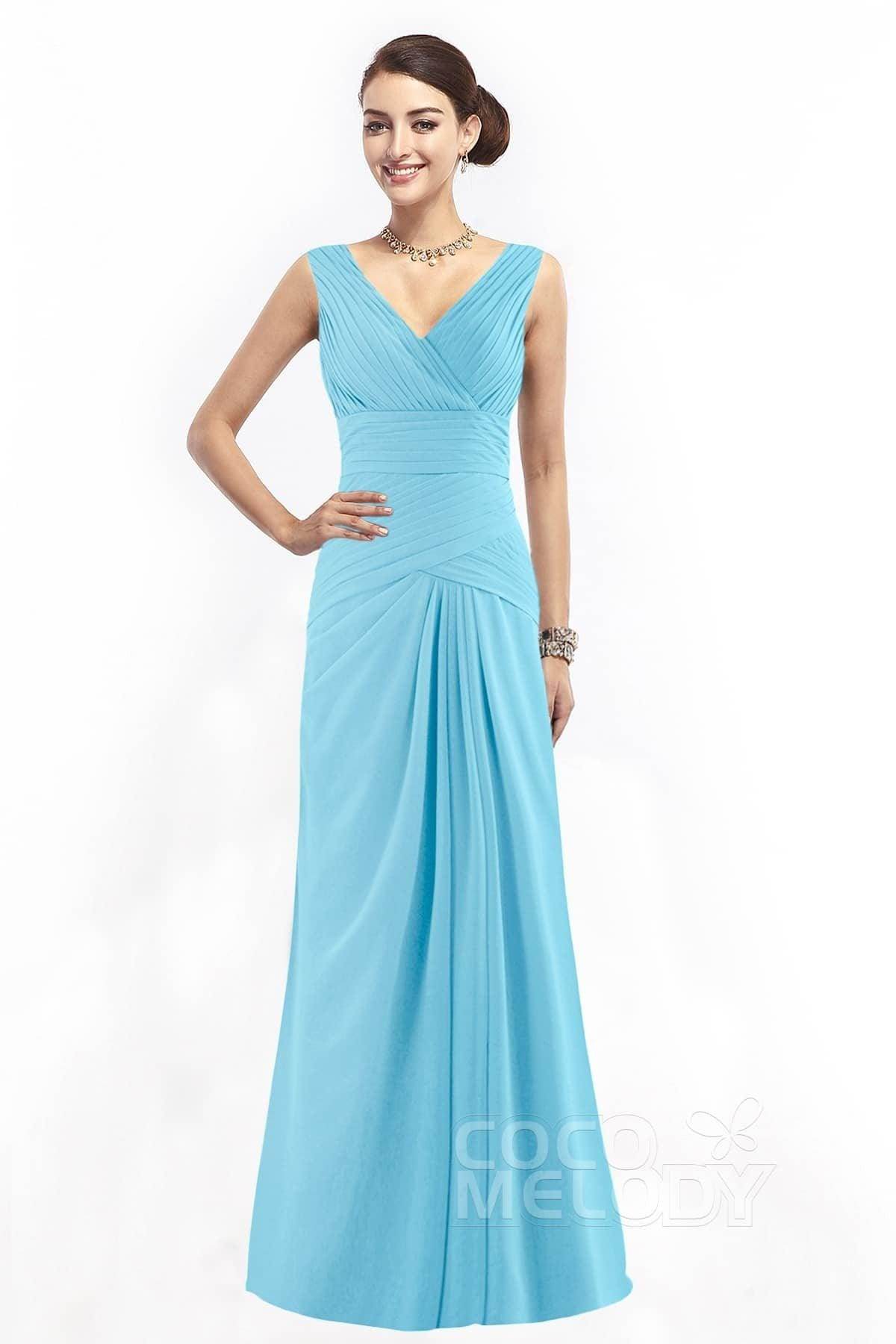 Sheath Floor Length Chiffon Bridesmaid Dress COZF1401E