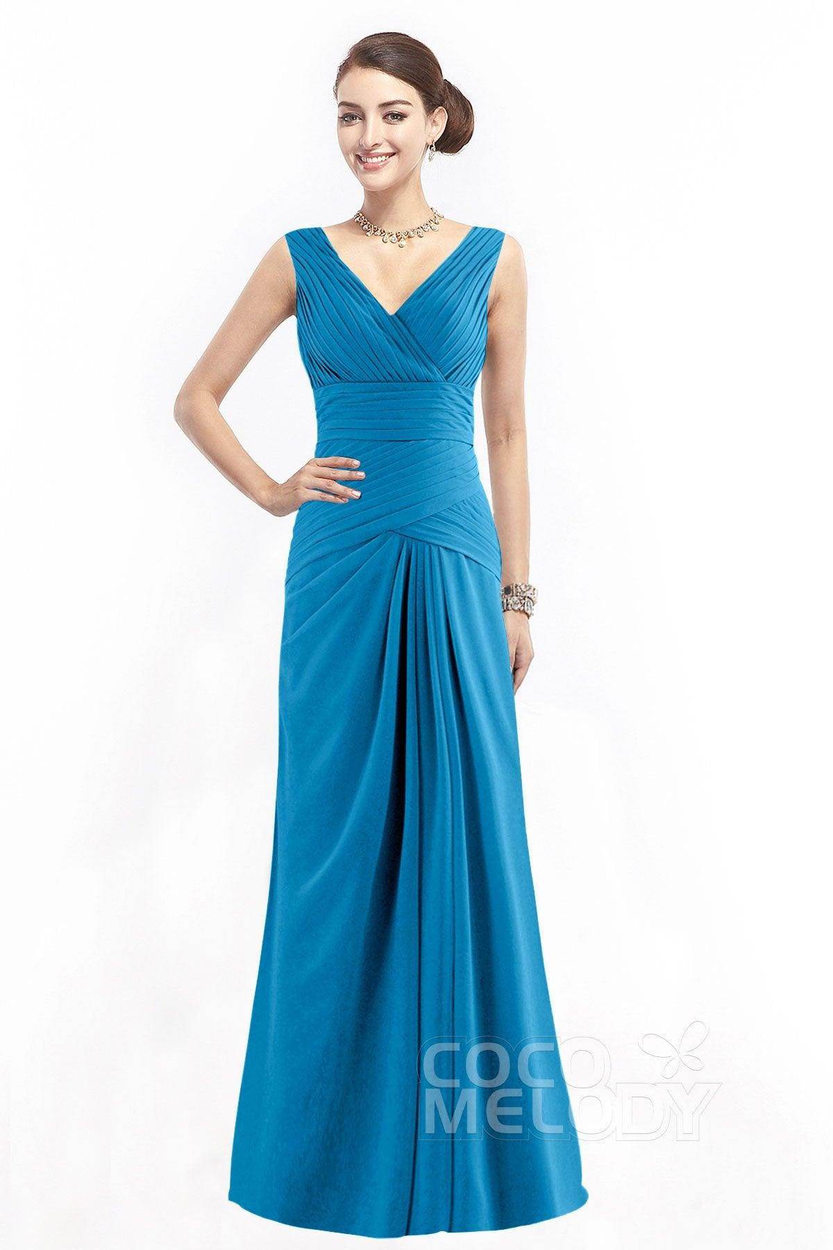Sheath Floor Length Chiffon Bridesmaid Dress COZF1401E