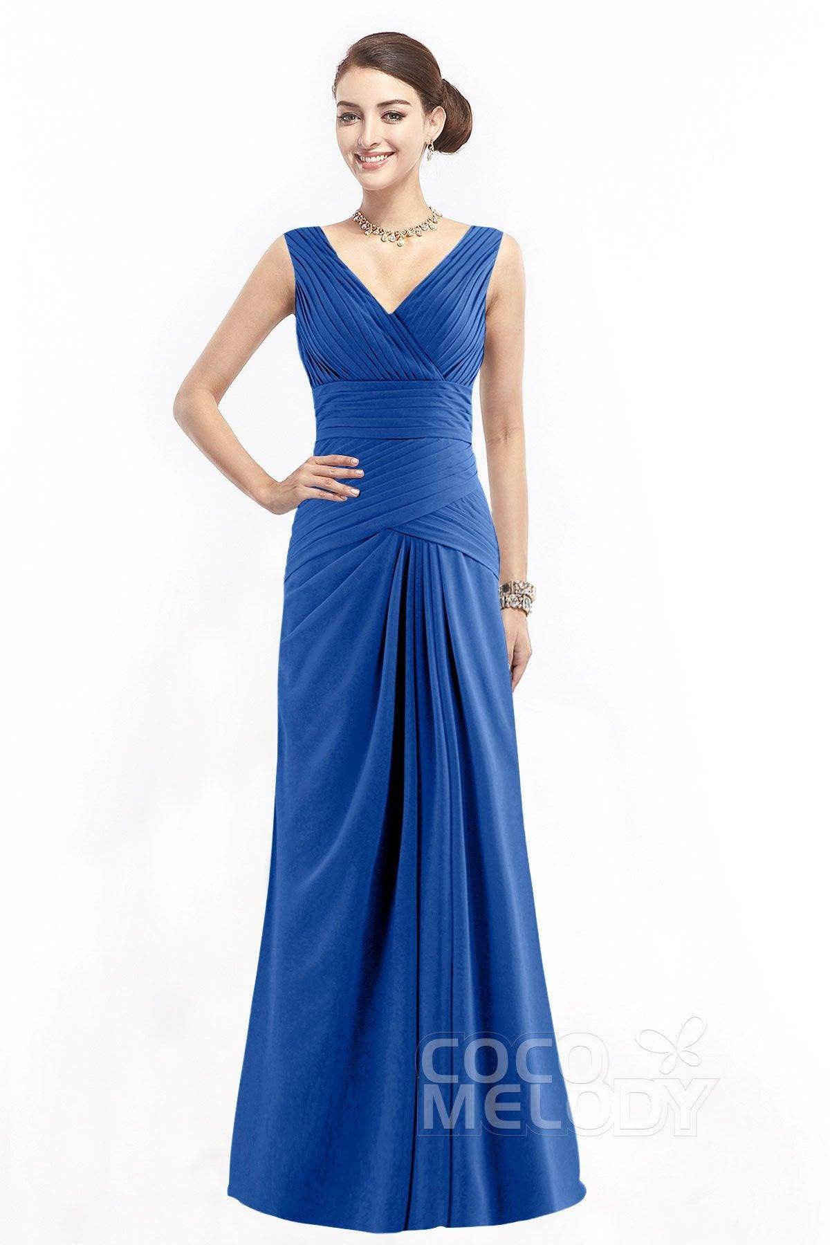 Sheath Floor Length Chiffon Bridesmaid Dress COZF1401E
