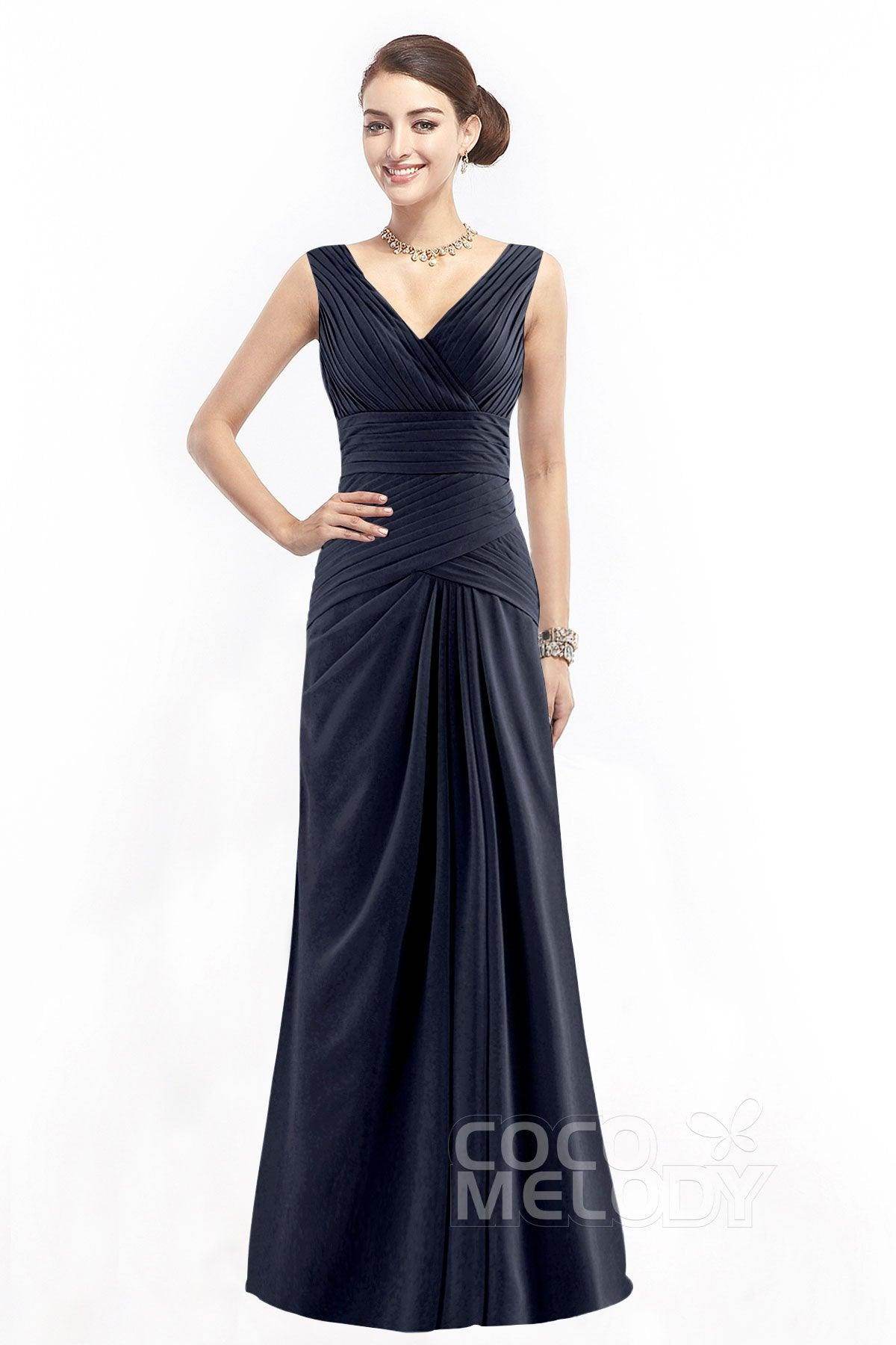 Sheath Floor Length Chiffon Bridesmaid Dress COZF1401E