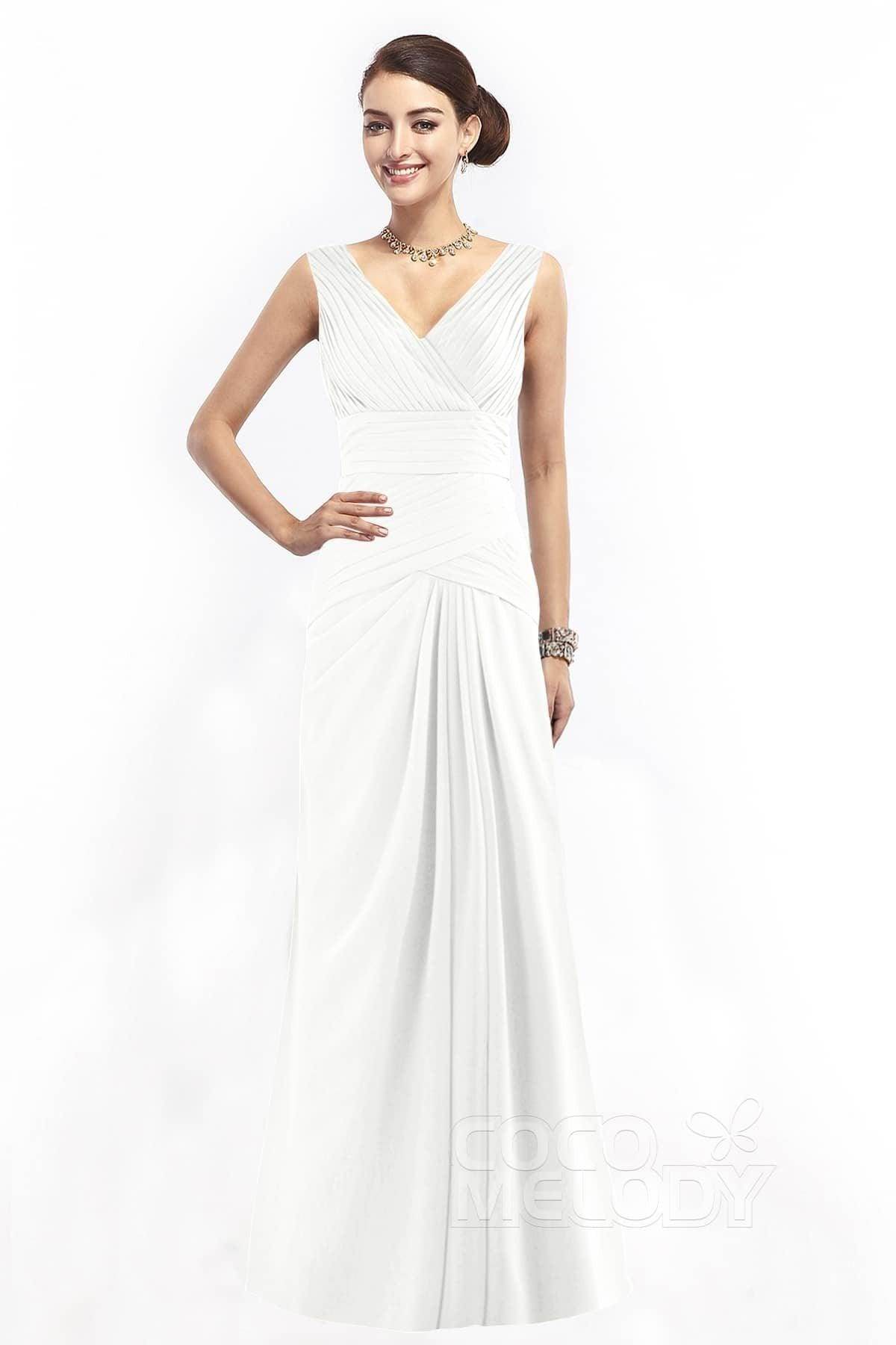 Sheath Floor Length Chiffon Bridesmaid Dress COZF1401E