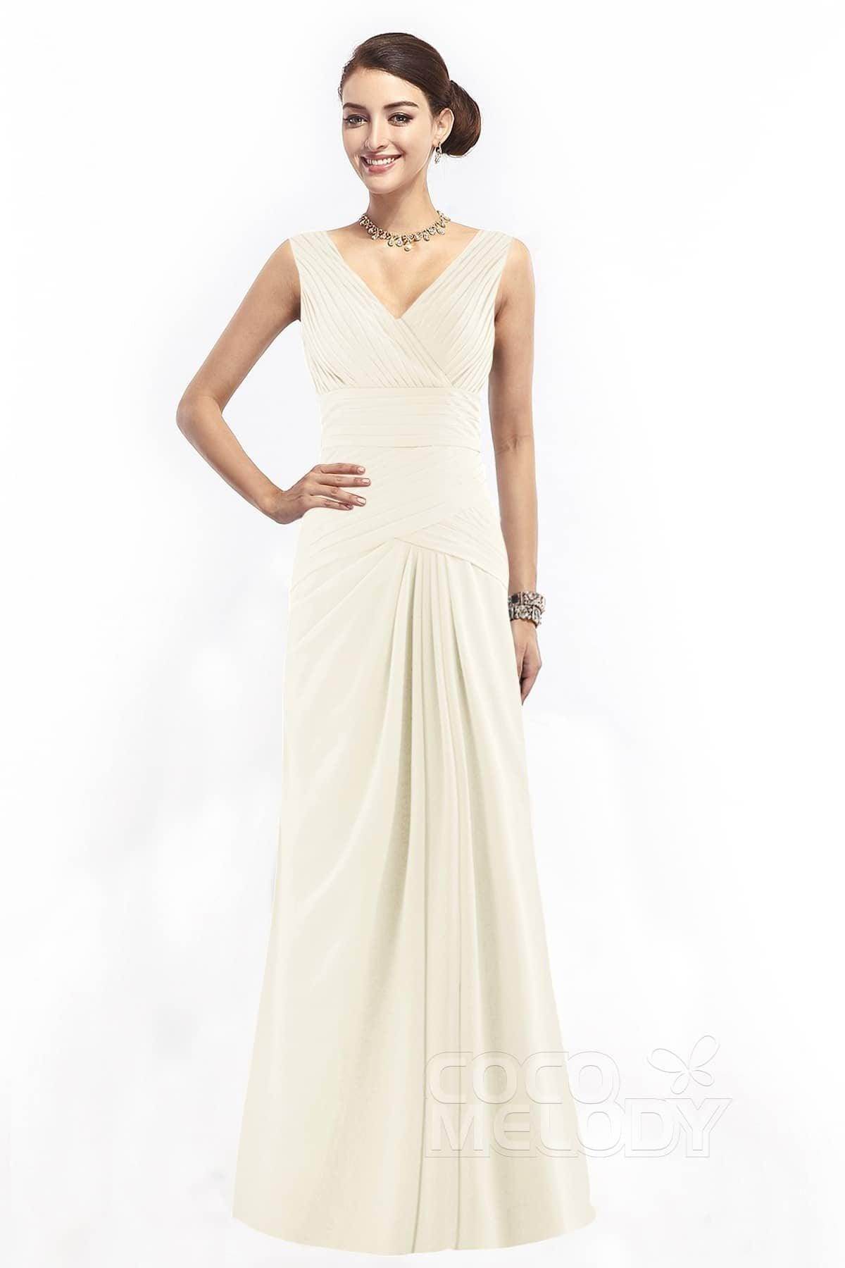Sheath Floor Length Chiffon Bridesmaid Dress COZF1401E
