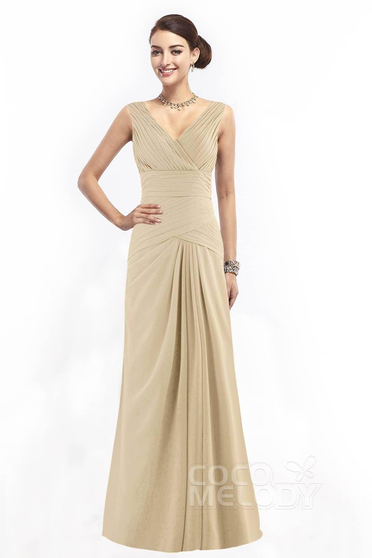 Sheath Floor Length Chiffon Bridesmaid Dress COZF1401E