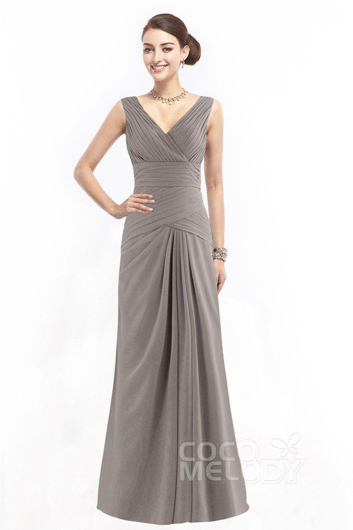 Sheath Floor Length Chiffon Bridesmaid Dress COZF1401E
