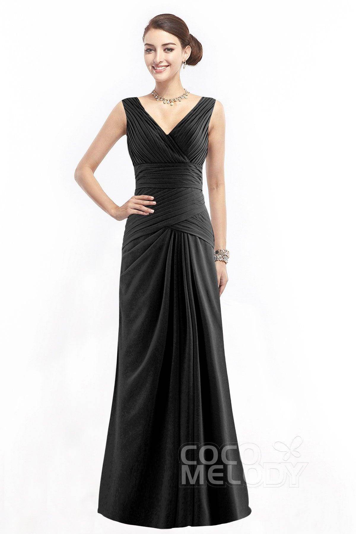 Sheath Floor Length Chiffon Bridesmaid Dress COZF1401E