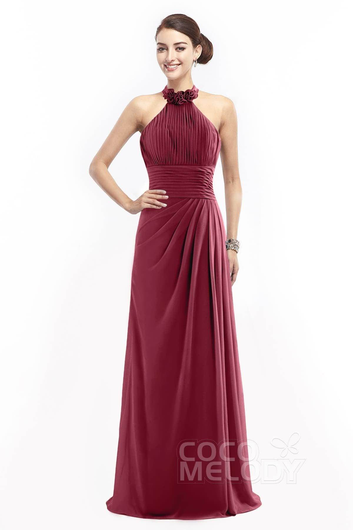 Sheath Floor Length Chiffon Bridesmaid Dress COZF14020