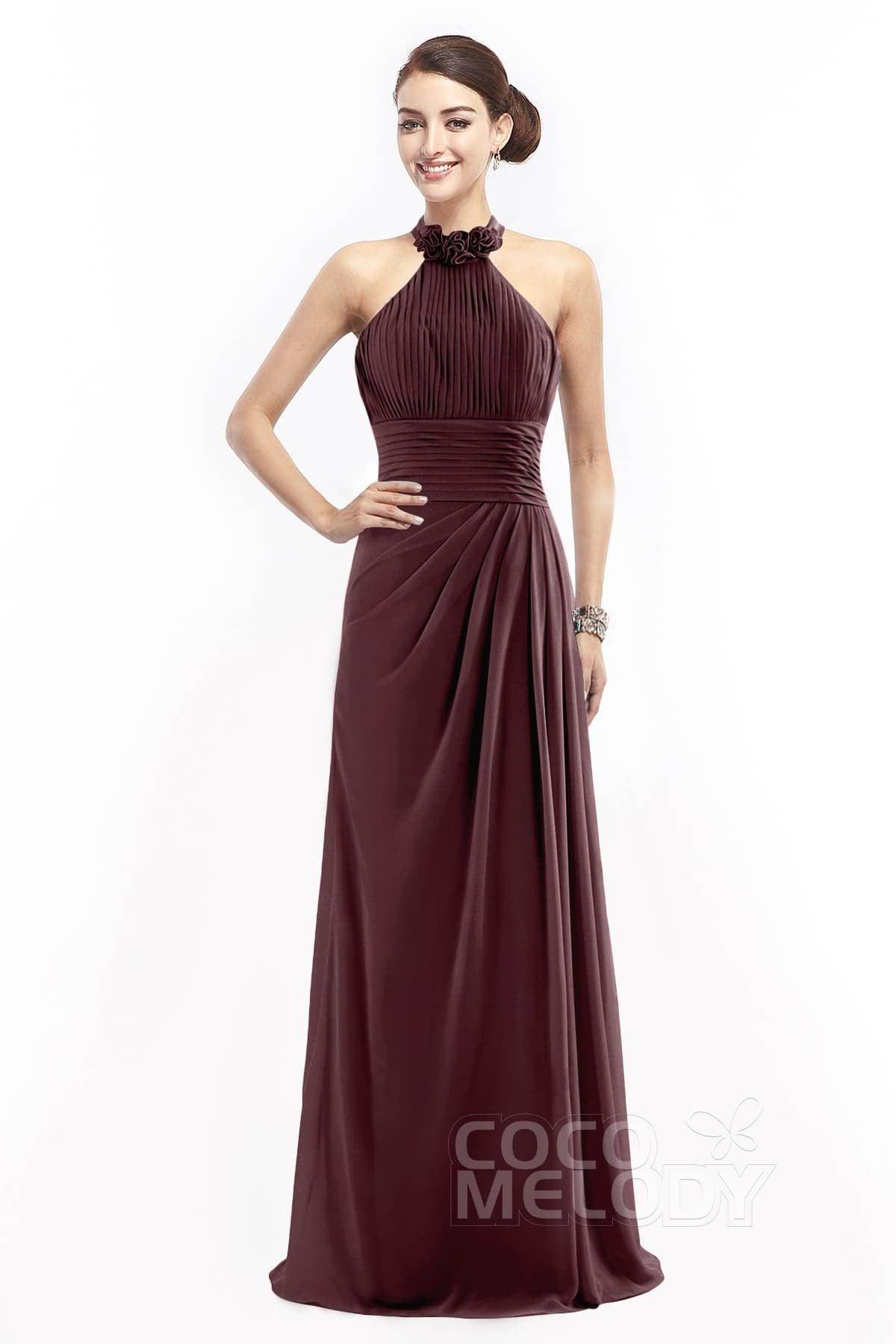 Sheath Floor Length Chiffon Bridesmaid Dress COZF14020
