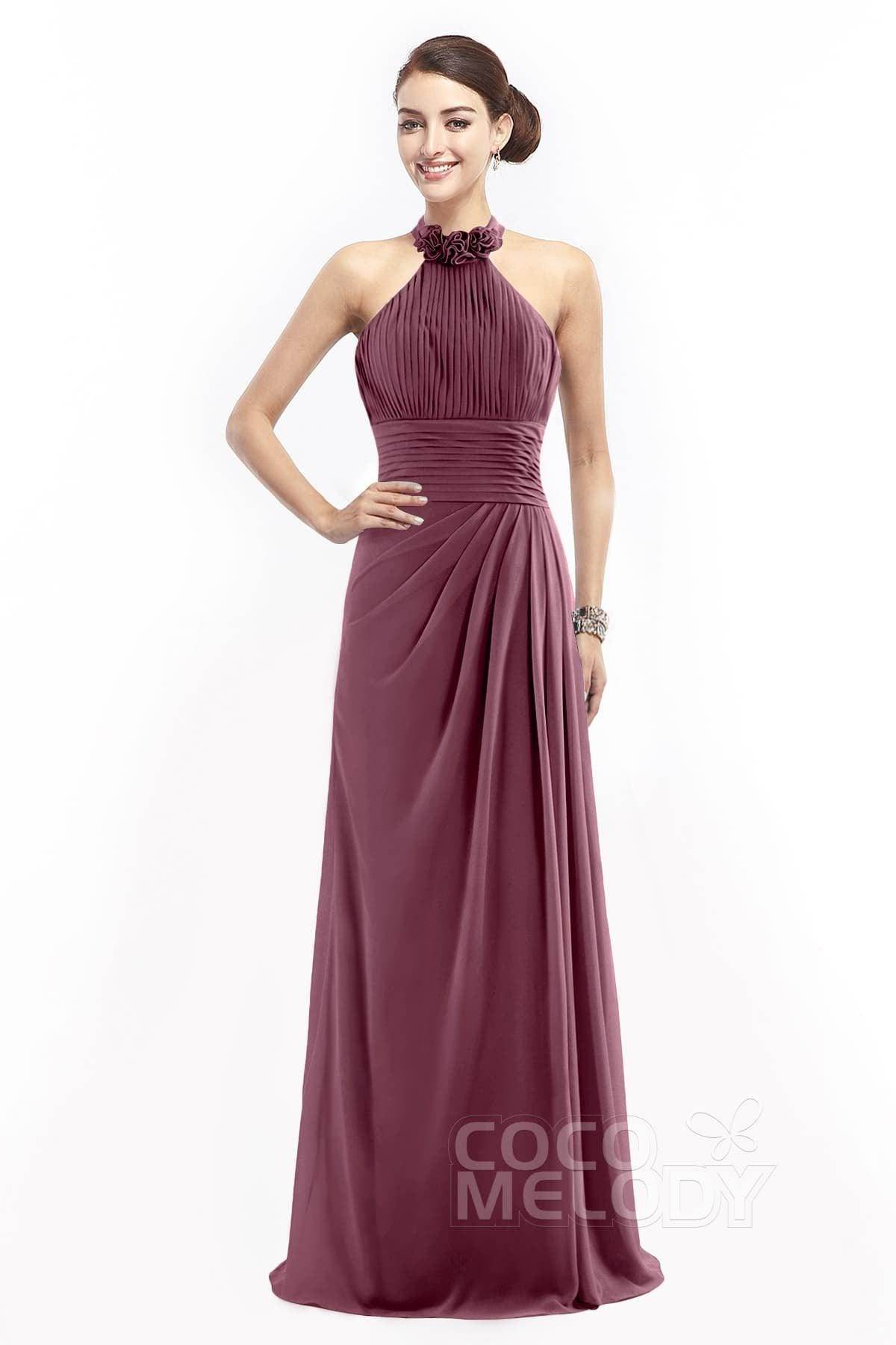 Sheath Floor Length Chiffon Bridesmaid Dress COZF14020