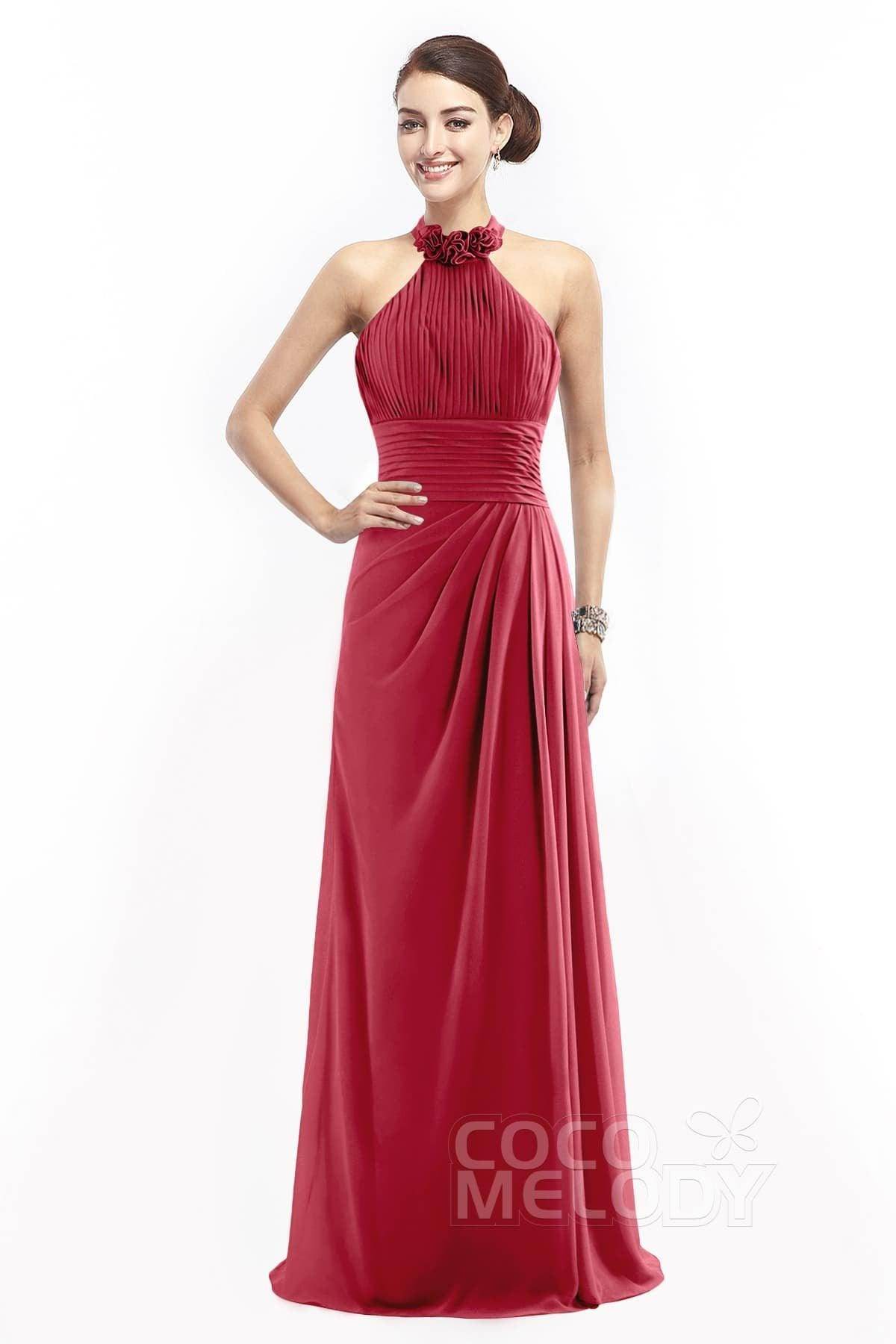 Sheath Floor Length Chiffon Bridesmaid Dress COZF14020