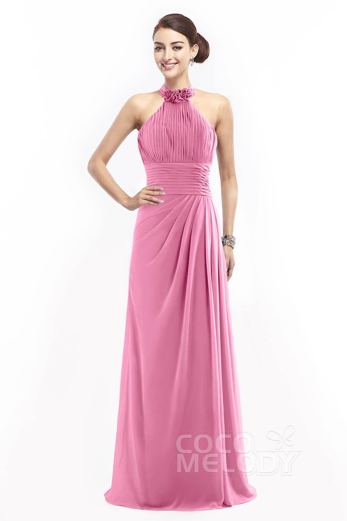 Sheath Floor Length Chiffon Bridesmaid Dress COZF14020