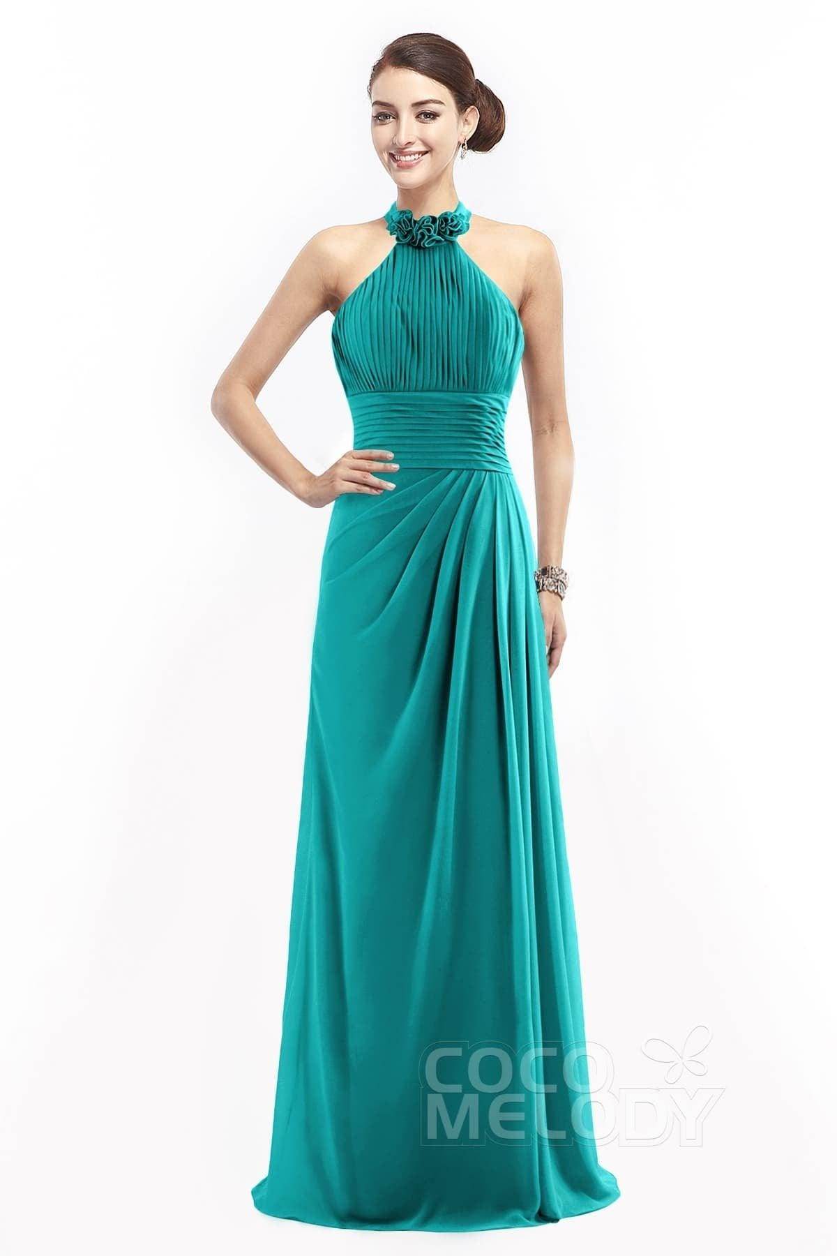 Sheath Floor Length Chiffon Bridesmaid Dress COZF14020