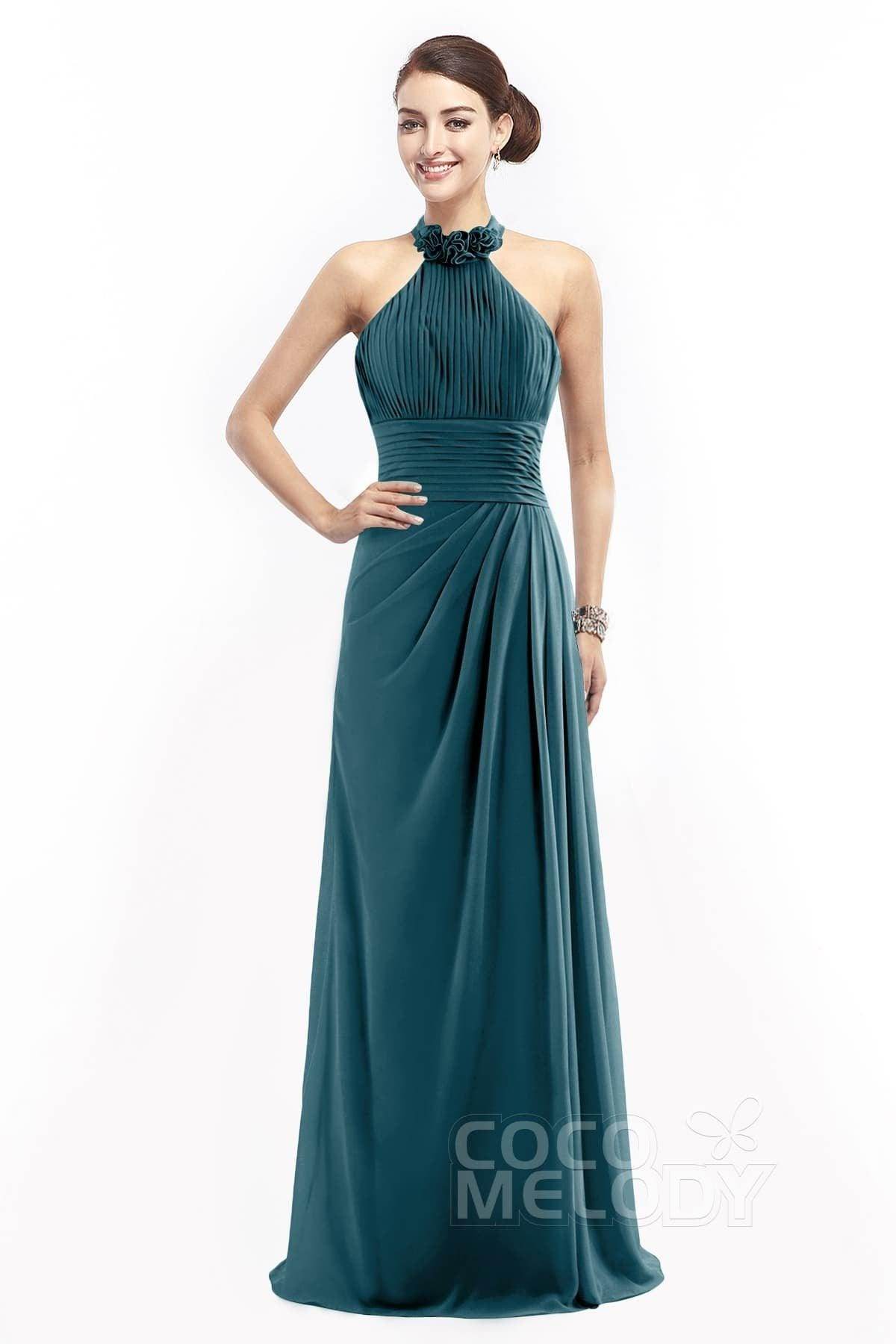 Sheath Floor Length Chiffon Bridesmaid Dress COZF14020