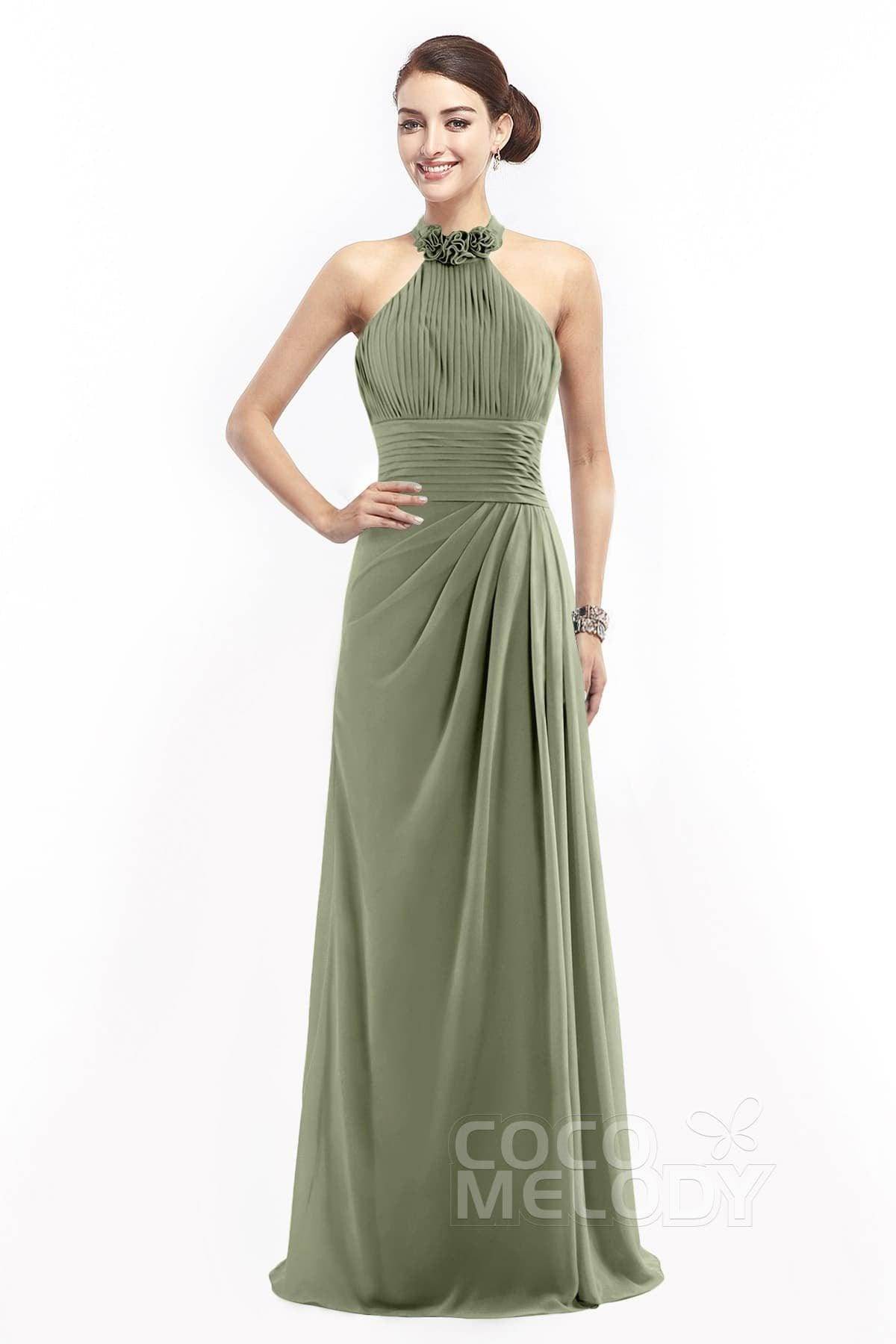 Sheath Floor Length Chiffon Bridesmaid Dress COZF14020