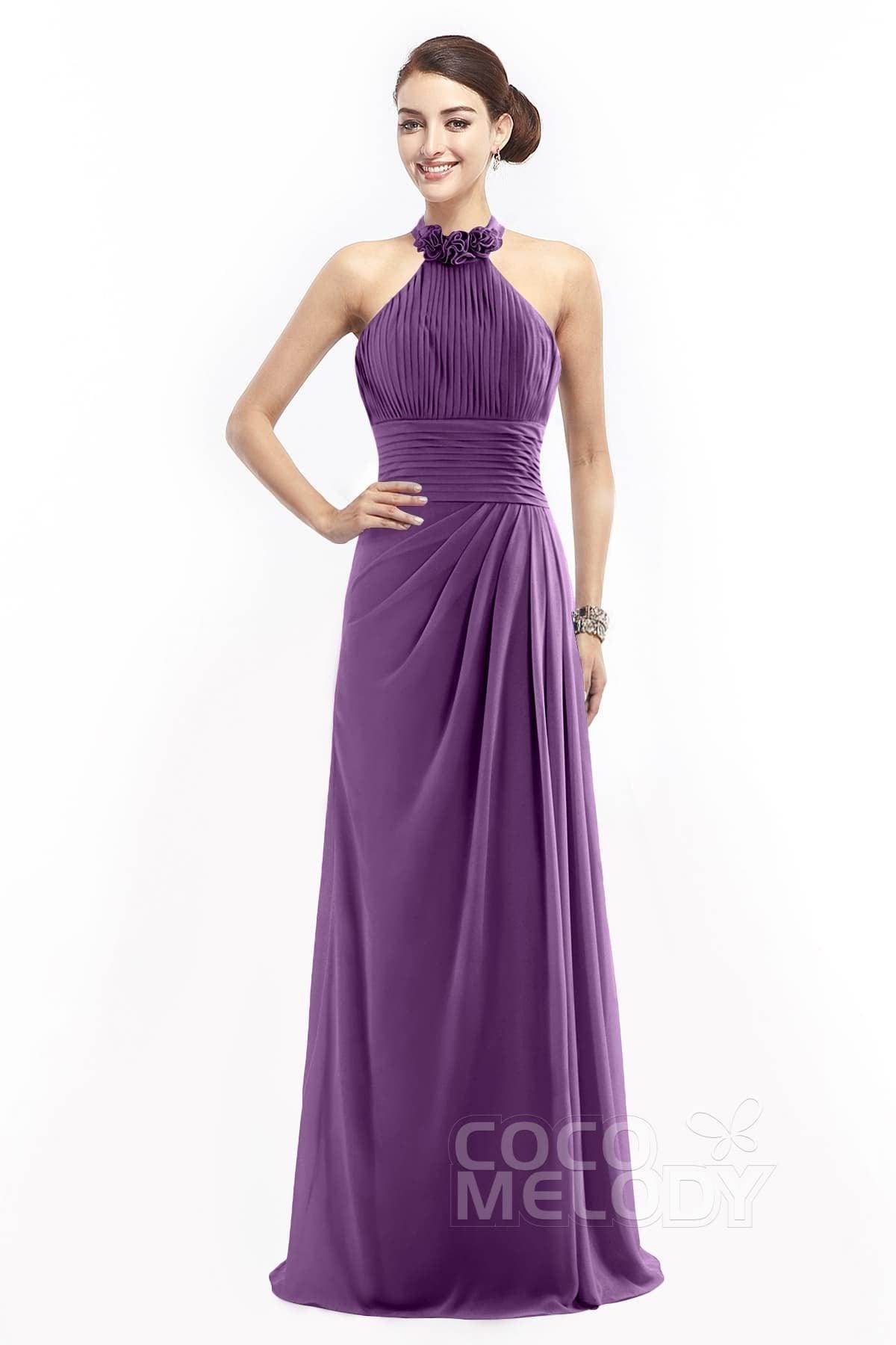 Sheath Floor Length Chiffon Bridesmaid Dress COZF14020