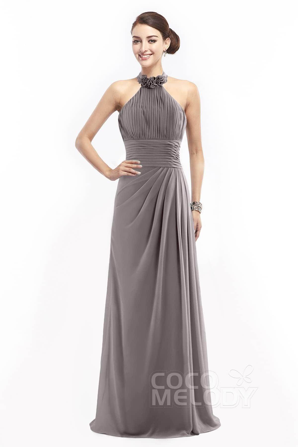 Sheath Floor Length Chiffon Bridesmaid Dress COZF14020