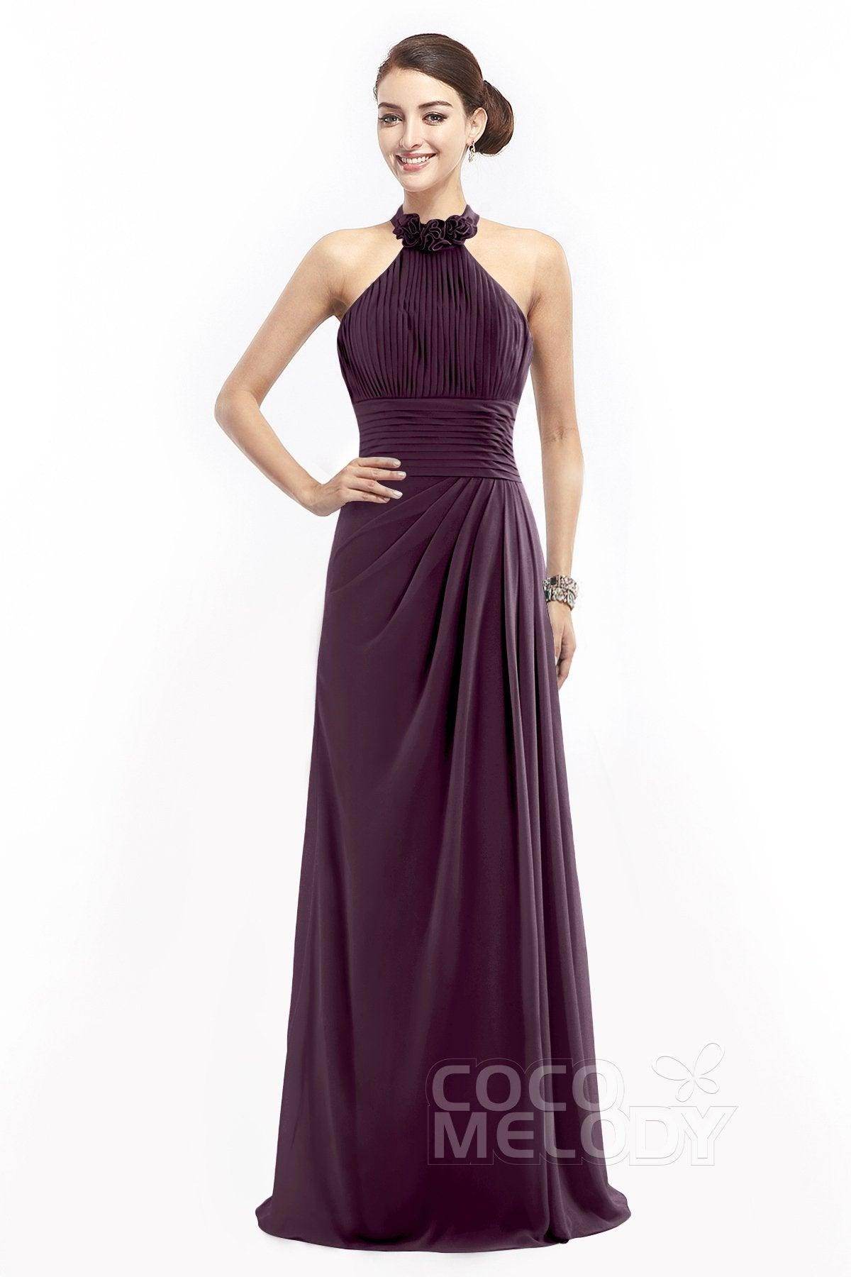 Sheath Floor Length Chiffon Bridesmaid Dress COZF14020
