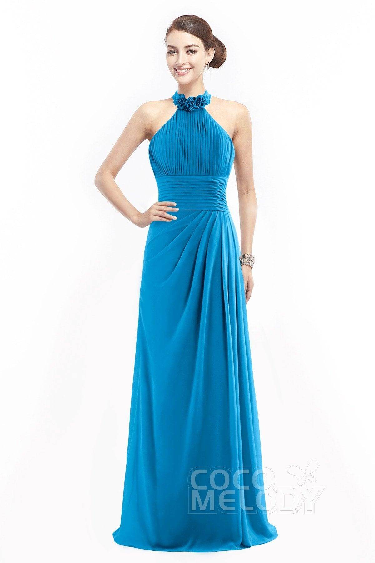 Sheath Floor Length Chiffon Bridesmaid Dress COZF14020