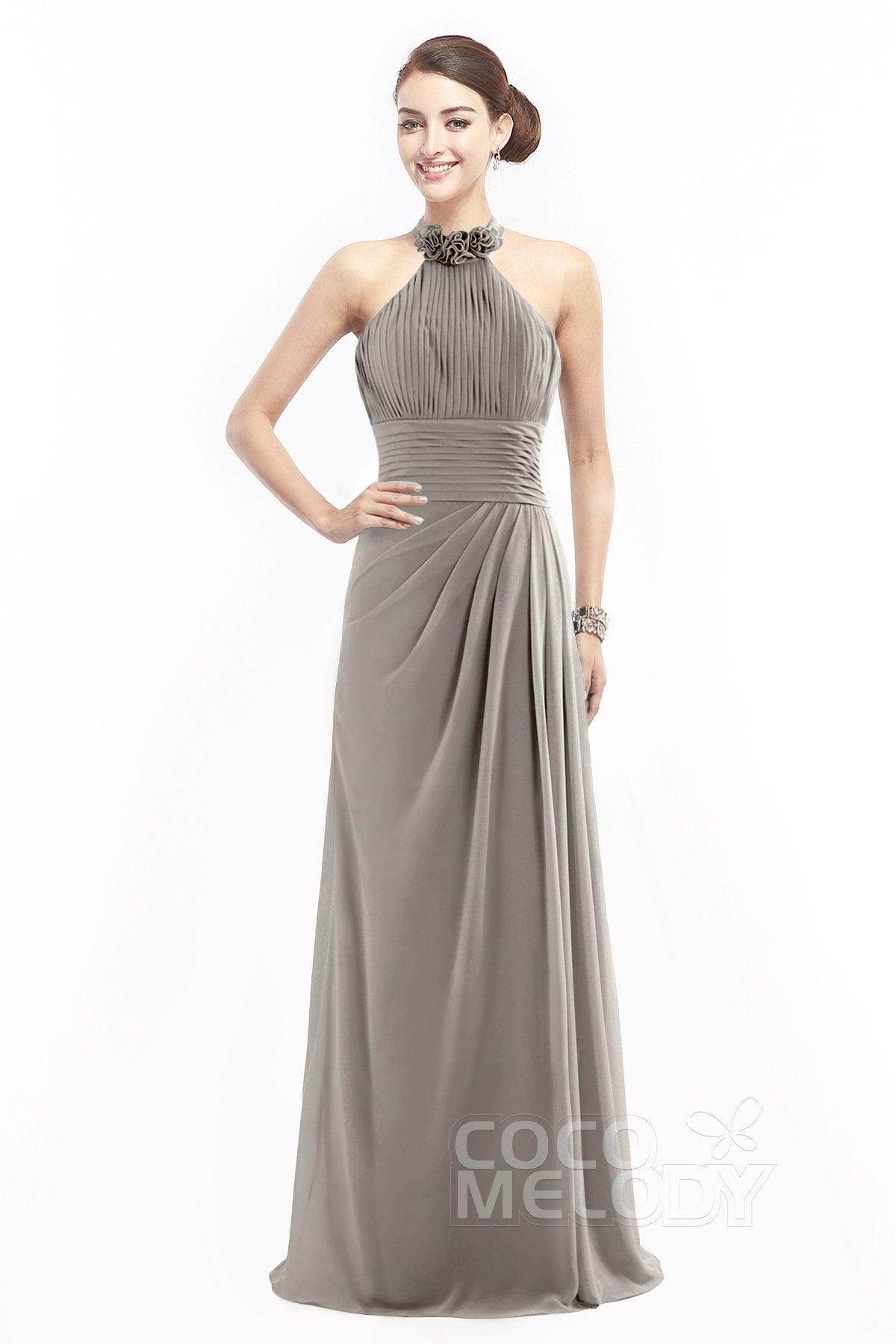 Sheath Floor Length Chiffon Bridesmaid Dress COZF14020