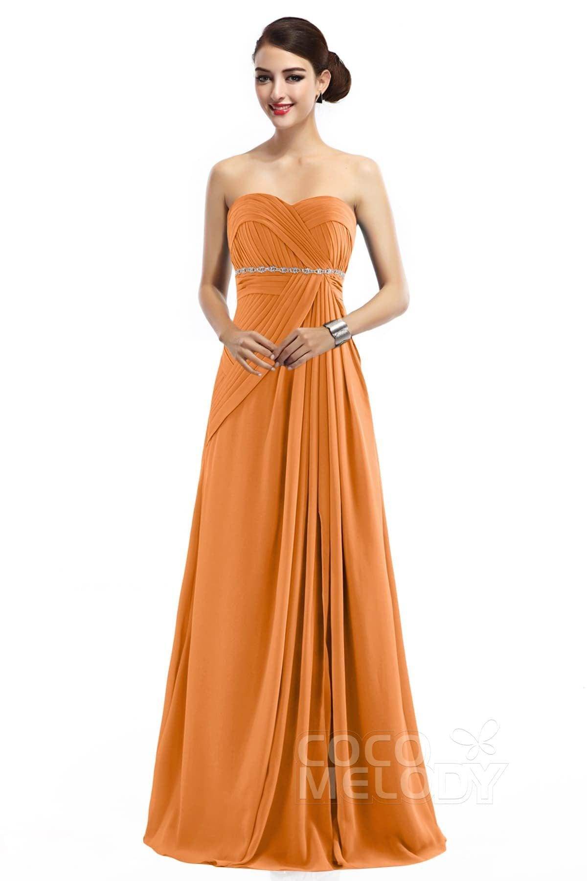 Sheath Floor Length Chiffon Bridesmaid Dress COZF14022