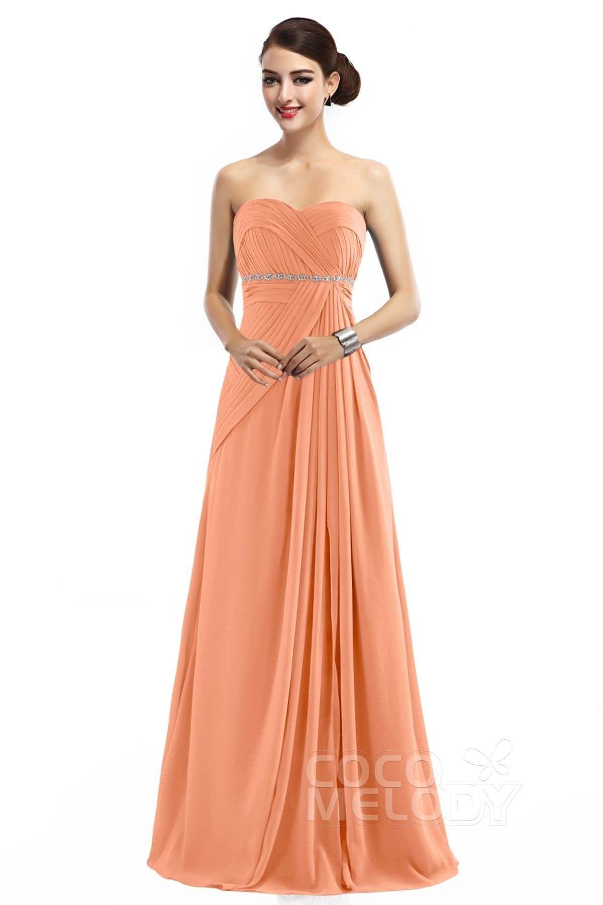 Sheath Floor Length Chiffon Bridesmaid Dress COZF14022