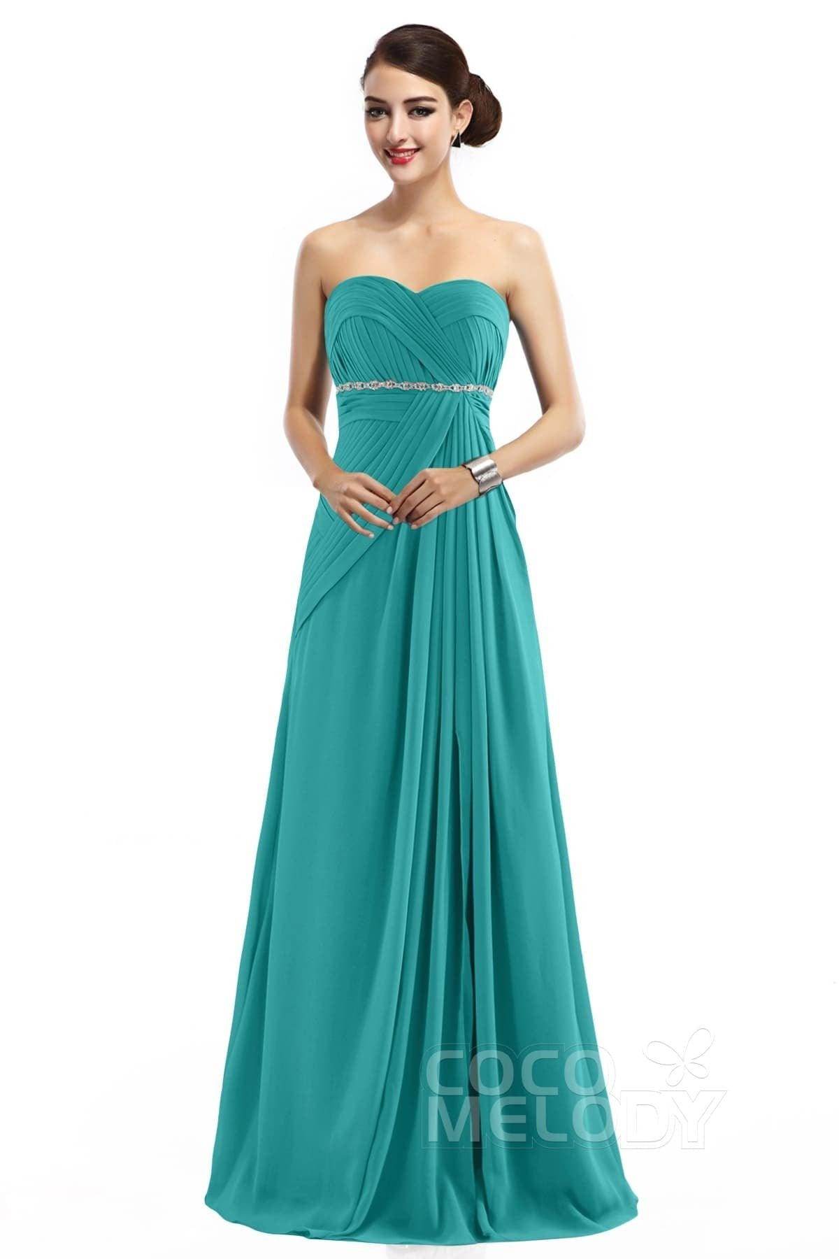 Sheath Floor Length Chiffon Bridesmaid Dress COZF14022