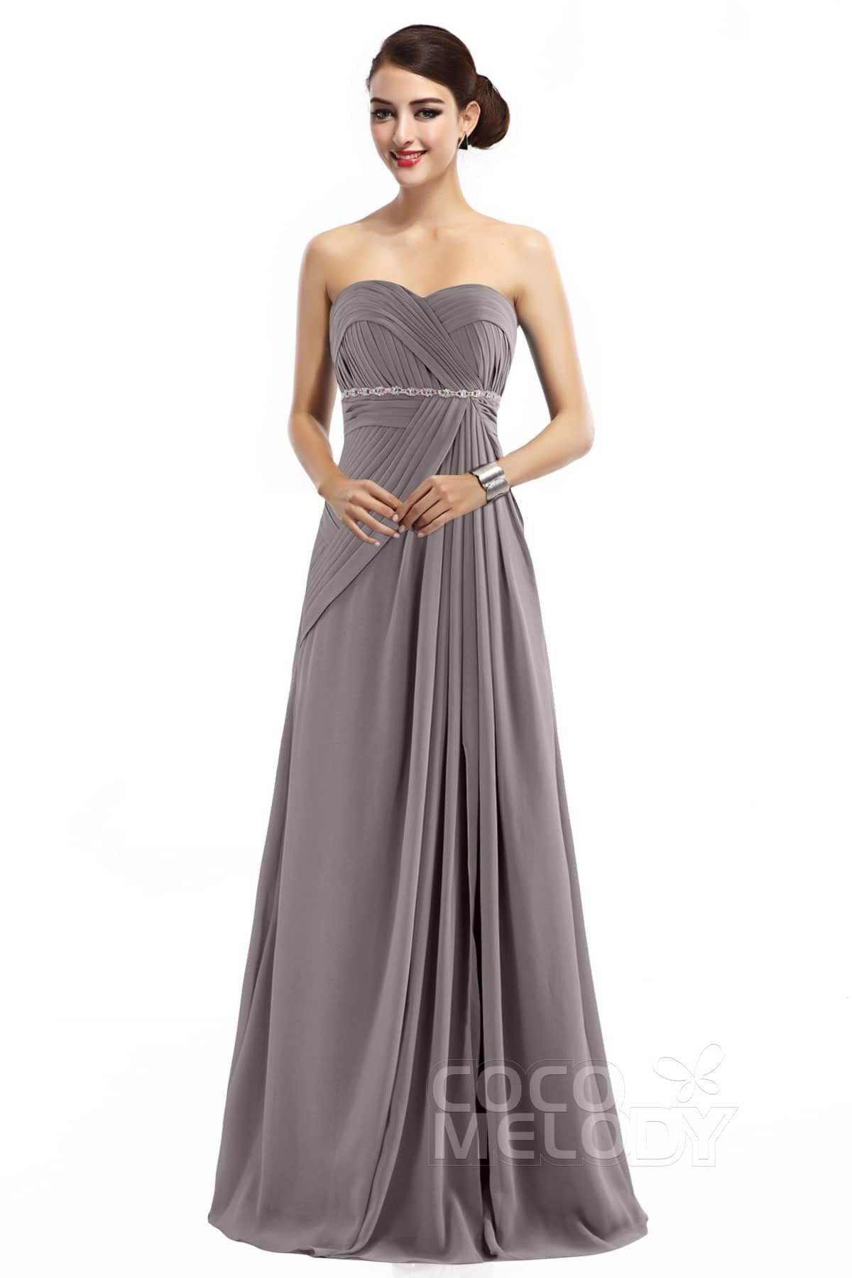 Sheath Floor Length Chiffon Bridesmaid Dress COZF14022