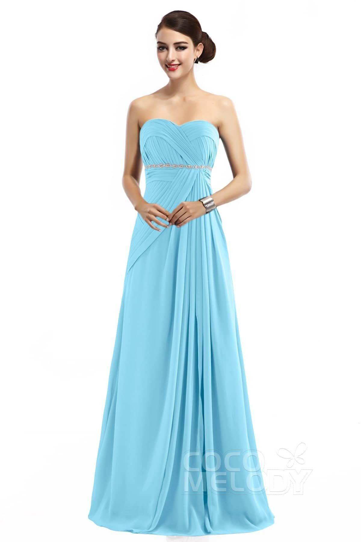 Sheath Floor Length Chiffon Bridesmaid Dress COZF14022
