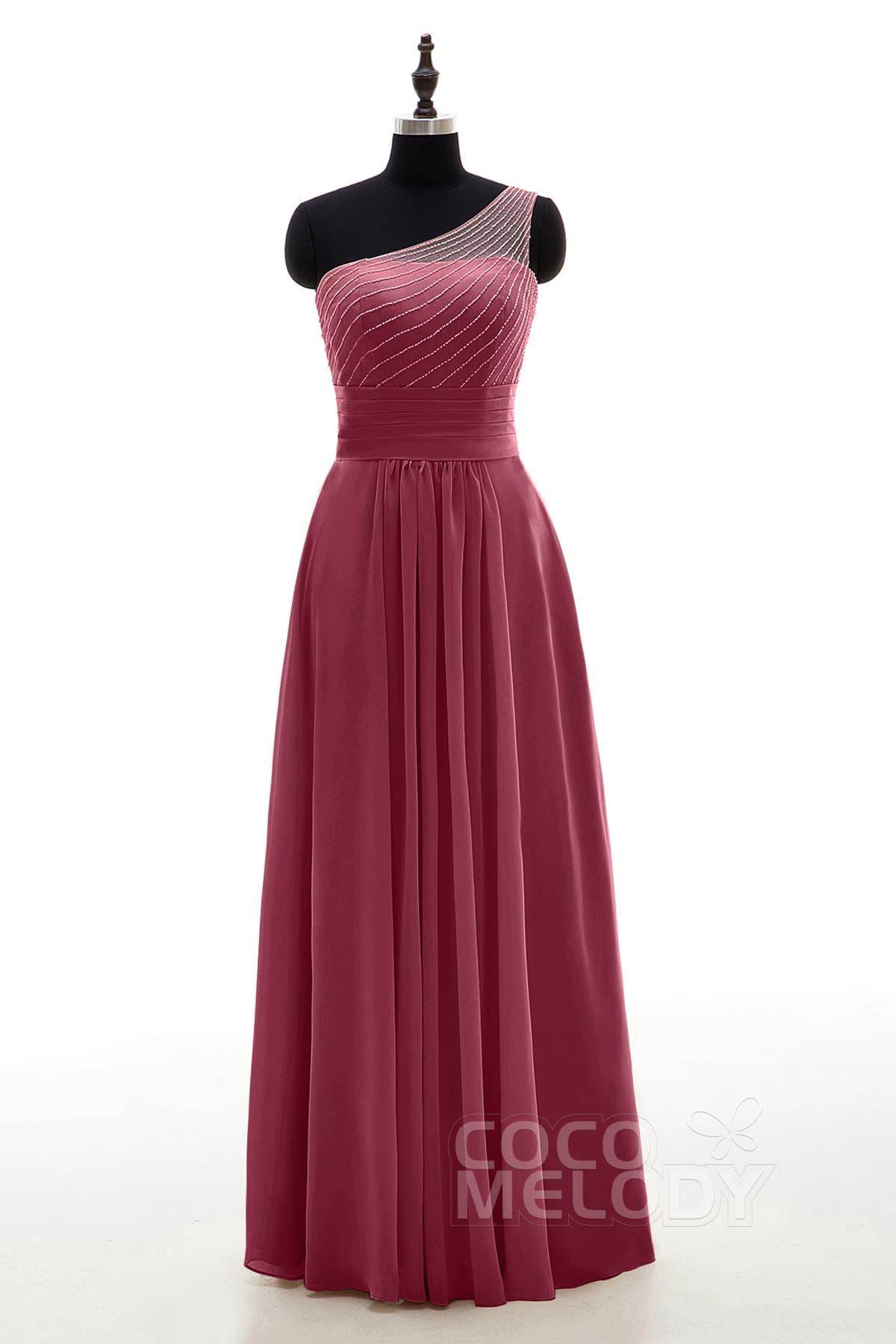 Sheath Floor Length Chiffon Bridesmaid Dress COZF1409A