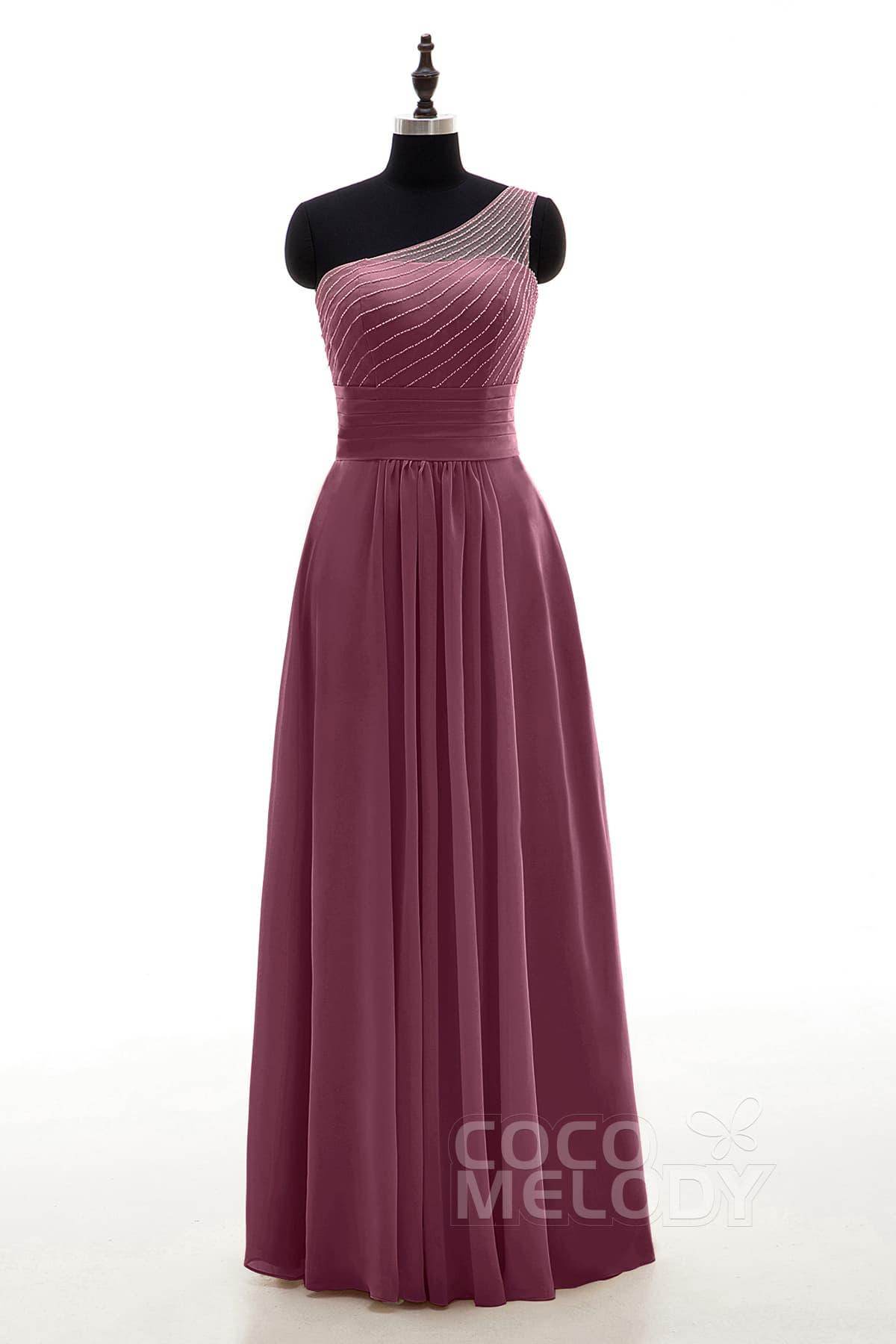 Sheath Floor Length Chiffon Bridesmaid Dress COZF1409A
