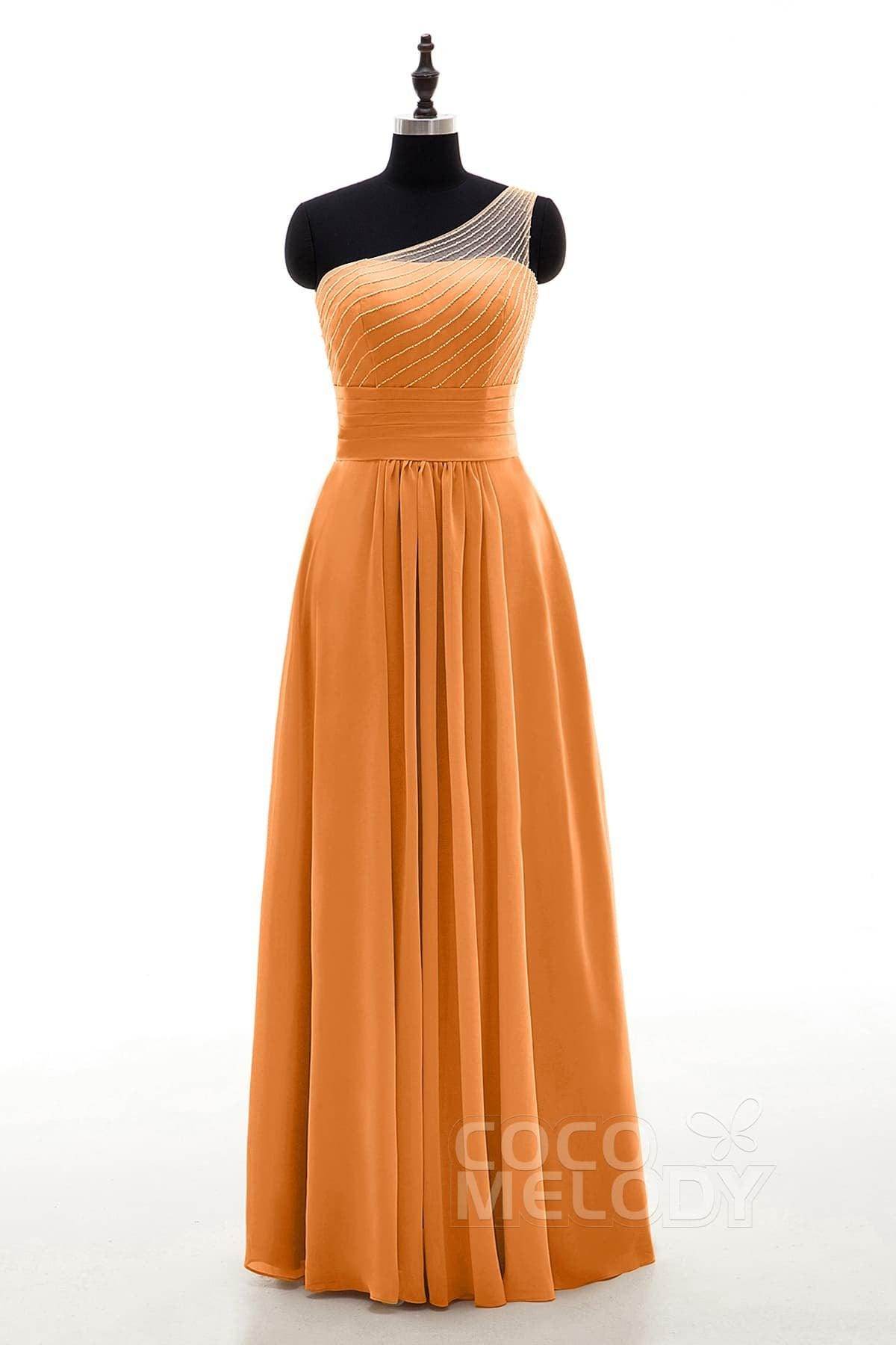 Sheath Floor Length Chiffon Bridesmaid Dress COZF1409A