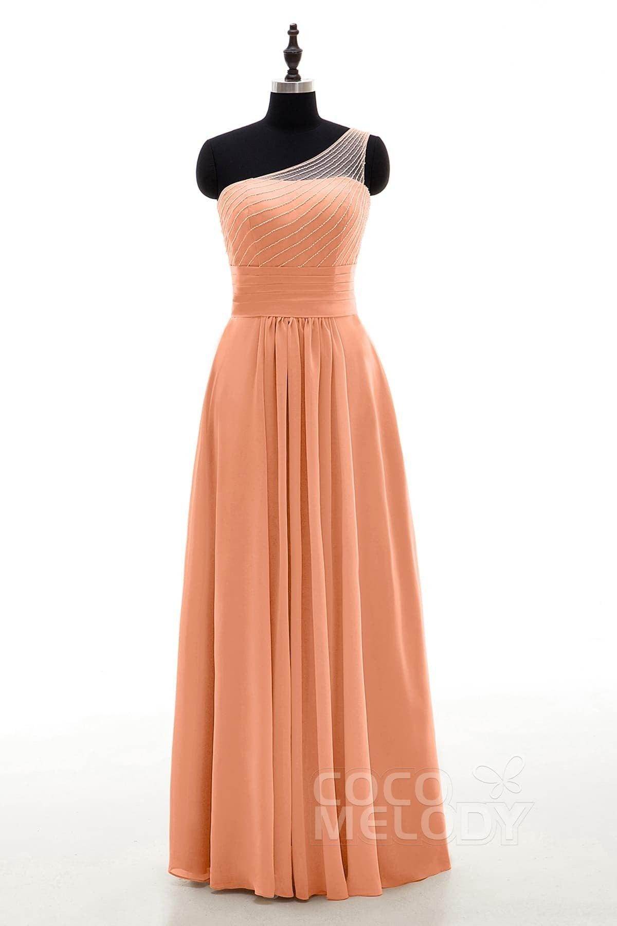 Sheath Floor Length Chiffon Bridesmaid Dress COZF1409A
