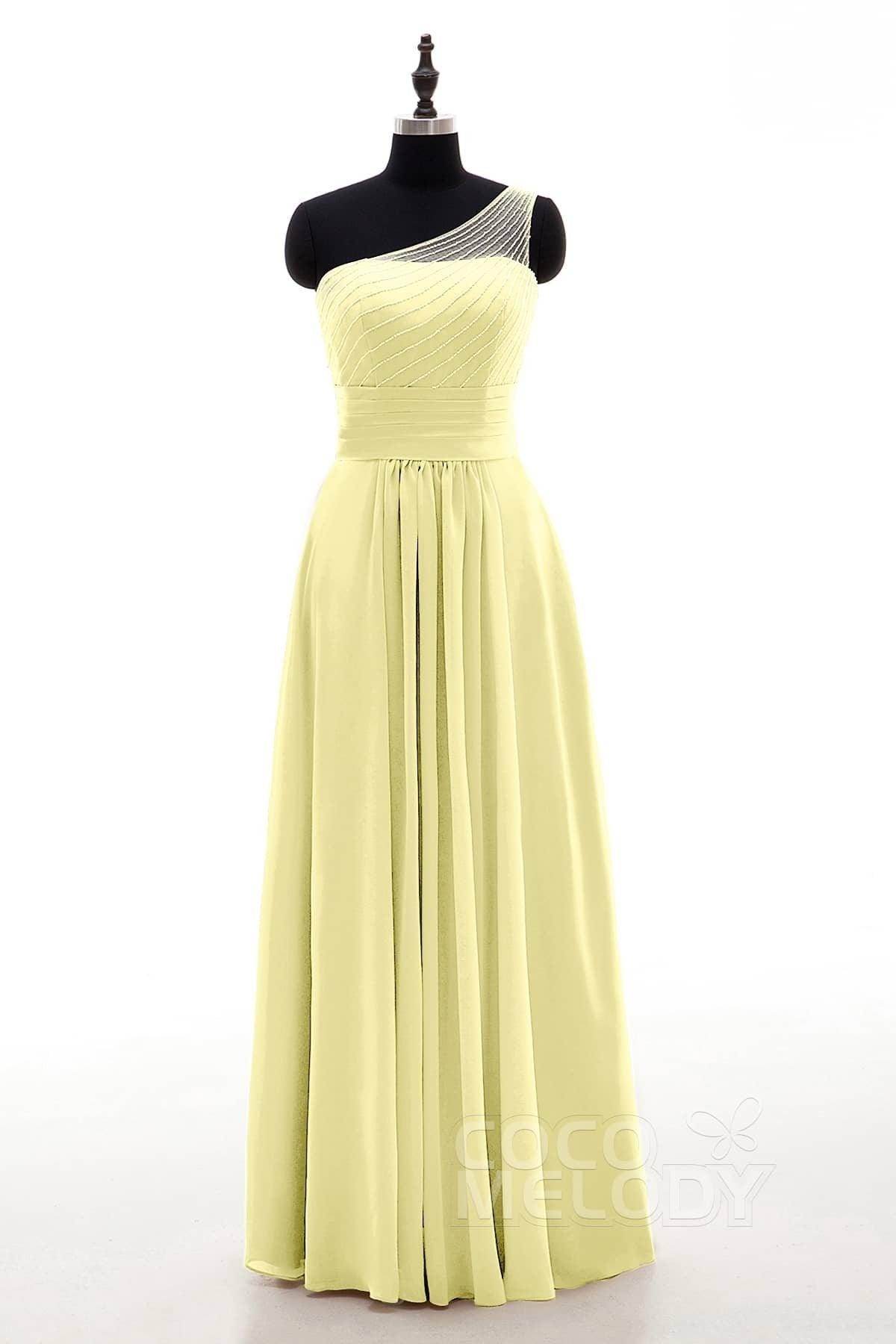 Sheath Floor Length Chiffon Bridesmaid Dress COZF1409A