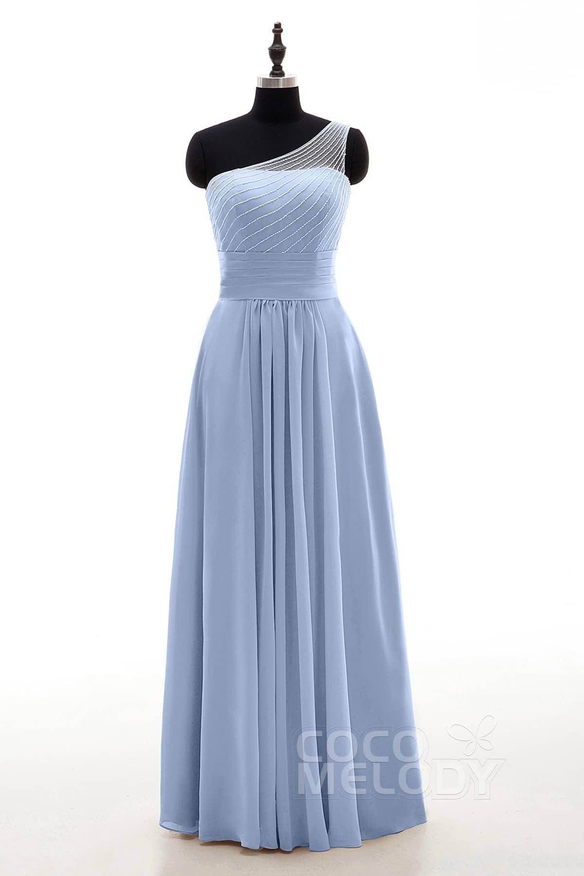 Sheath Floor Length Chiffon Bridesmaid Dress COZF1409A
