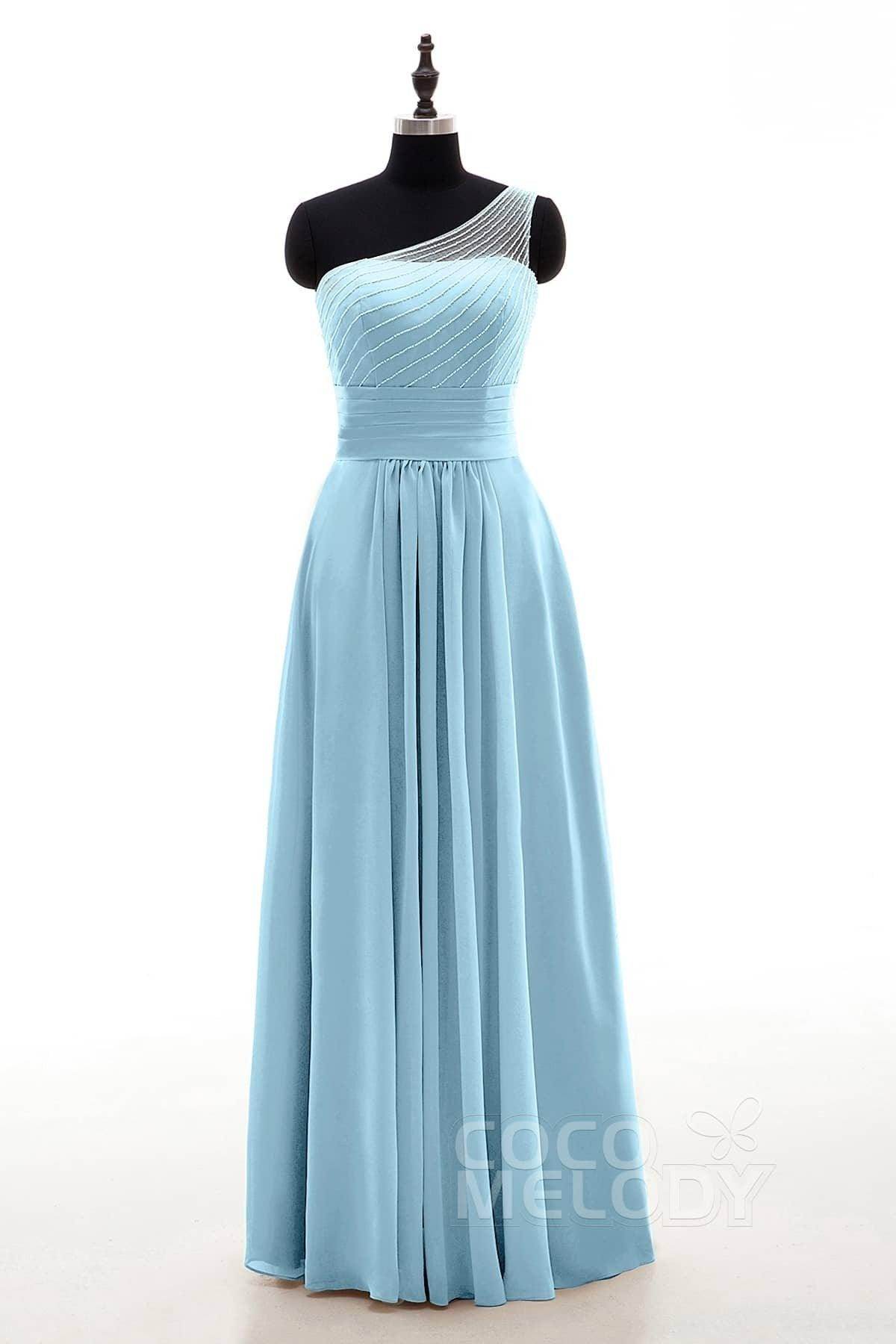 Sheath Floor Length Chiffon Bridesmaid Dress COZF1409A